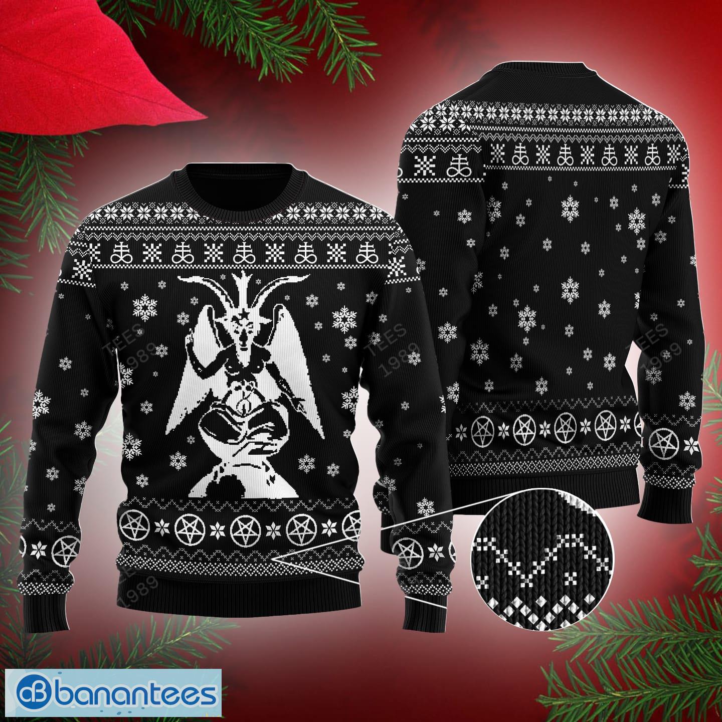 Baphomet Knitted Christmas 3D Sweater For Men And Women - Baphomet Knitted Christmas 3D Sweater For Men And Women
