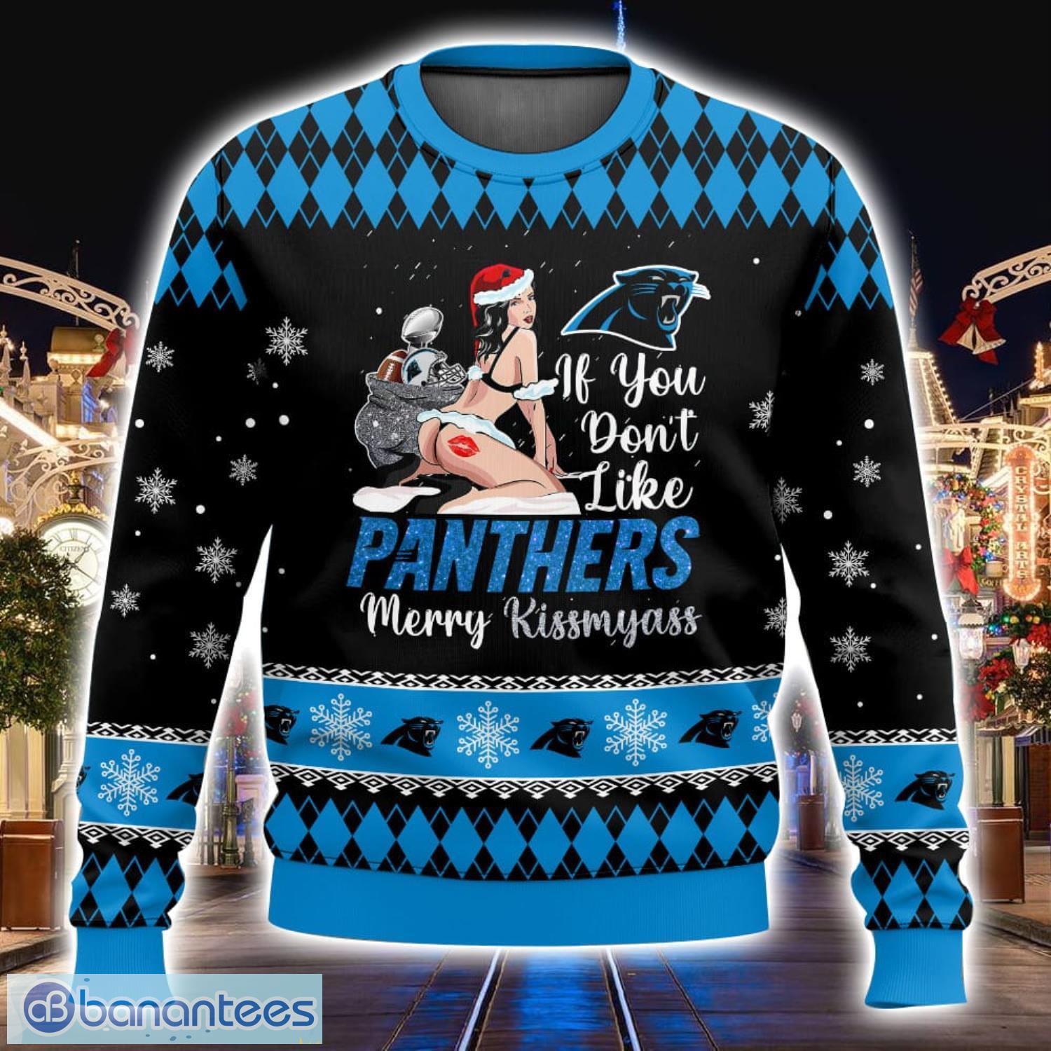 Carolina Panthers Kissmyass 3D Ugly Christmas Sweater Sport Fans Christmas Gift Product Photo 1