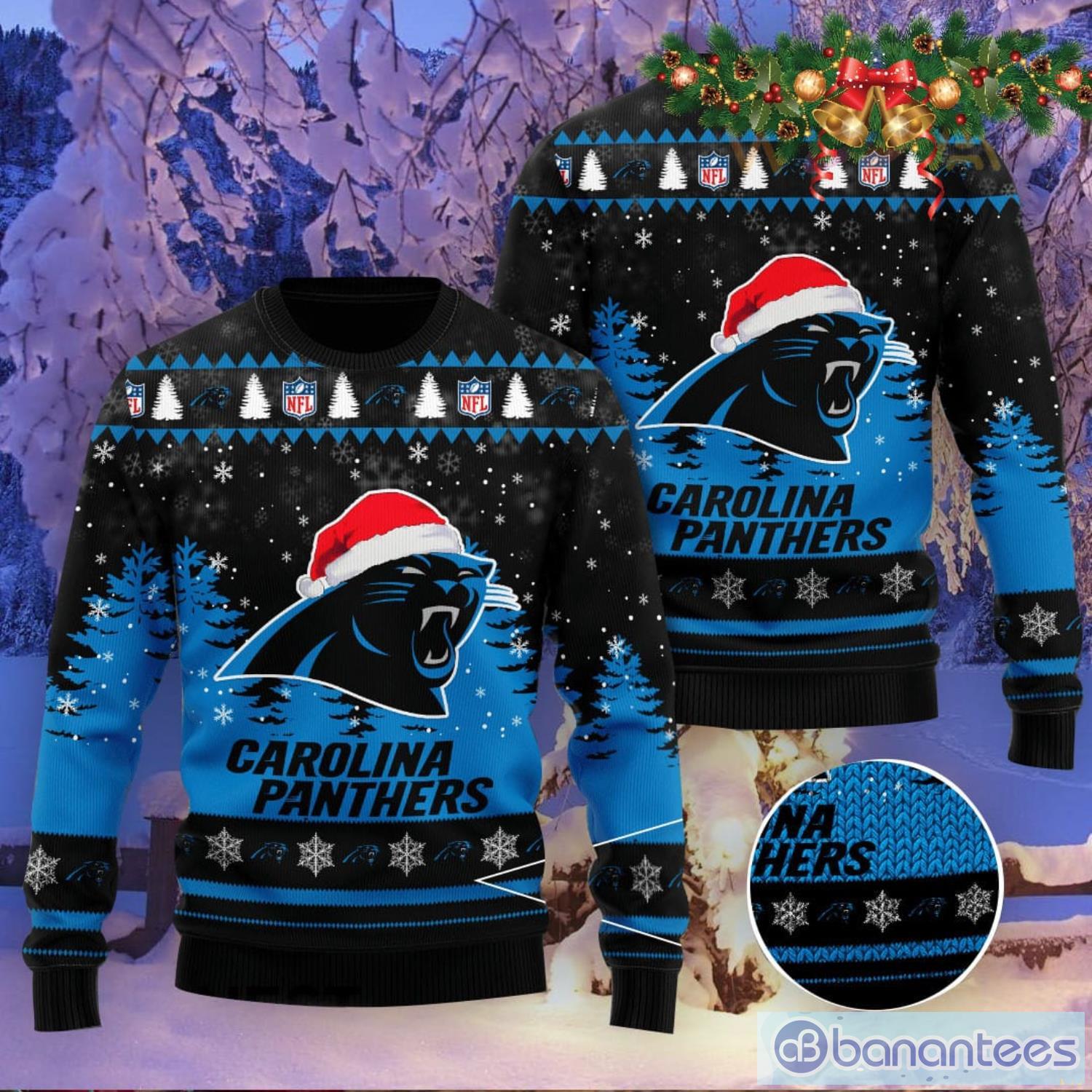 Carolina Panthers Logo Santa Hat 3D Ugly Christmas Sweater Christmas Gift Product Photo 1