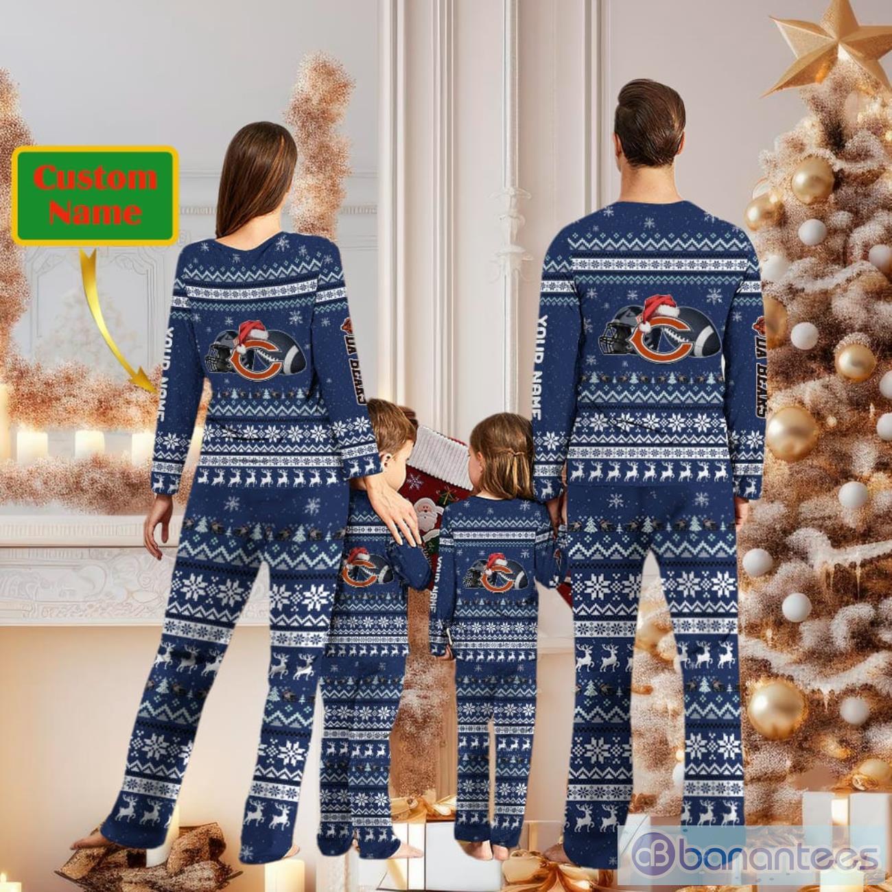 Chicago Bears Team Custom Name Christmas Pajamas For Fans Banantees