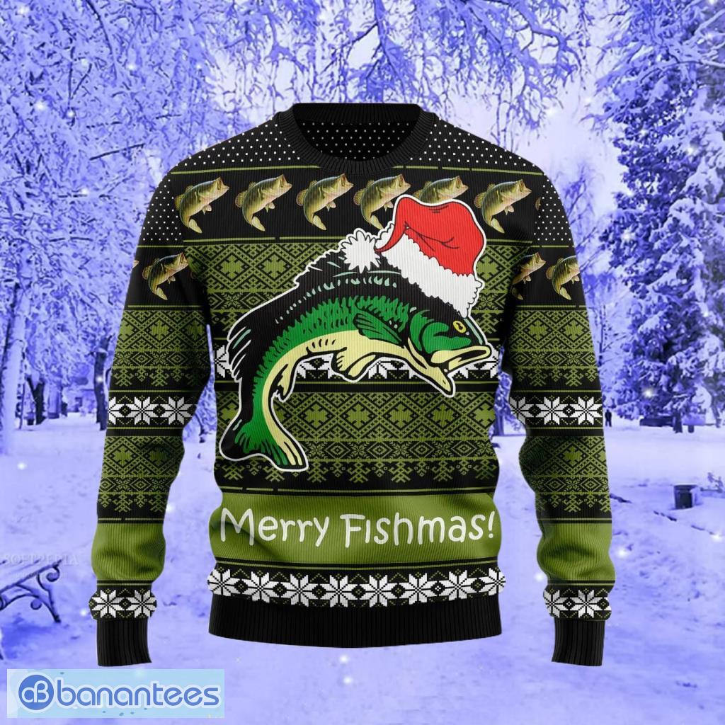 Christmas Ugly Sweater Fishing Merry Fishmas Funny Unisex Sweater