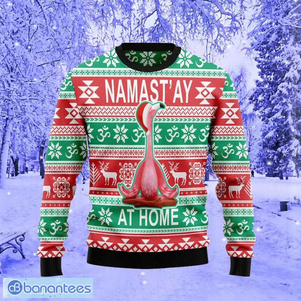 christmas ugly sweater flamingo yoga christmas funny unisex sweater gift image Christmas Ugly Sweater Flamingo Yoga Christmas Funny Unisex Sweater Gift Product Photo 1