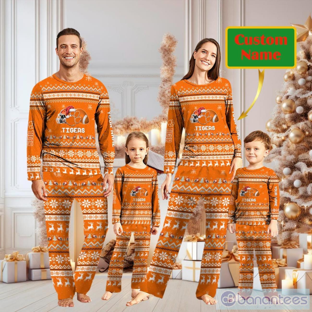 Clemson Tigers Team Custom Name Christmas Pajamas For Fans Banantees