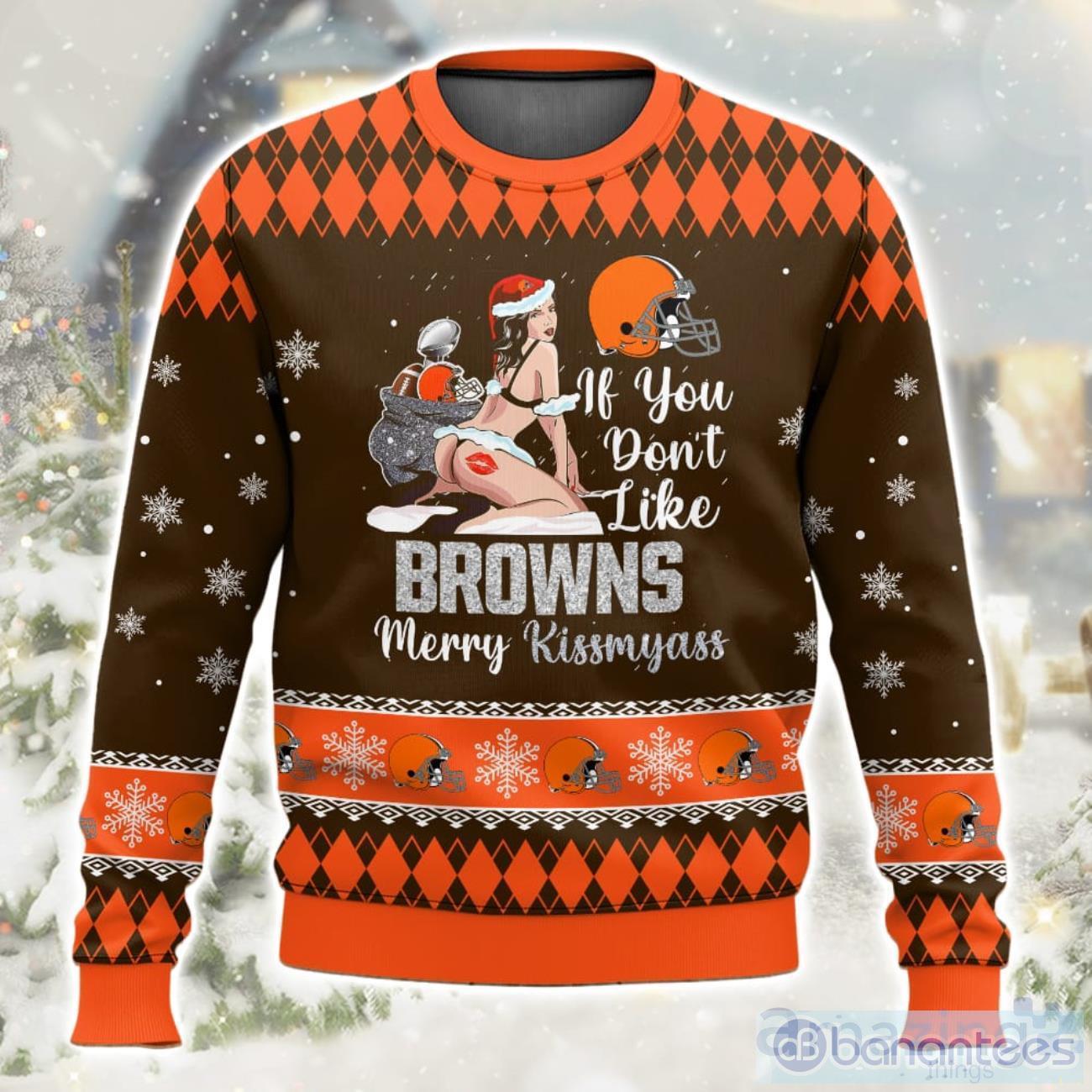 Cleveland Browns Kissmyass Ugly Christmas Sweater Product Photo 1