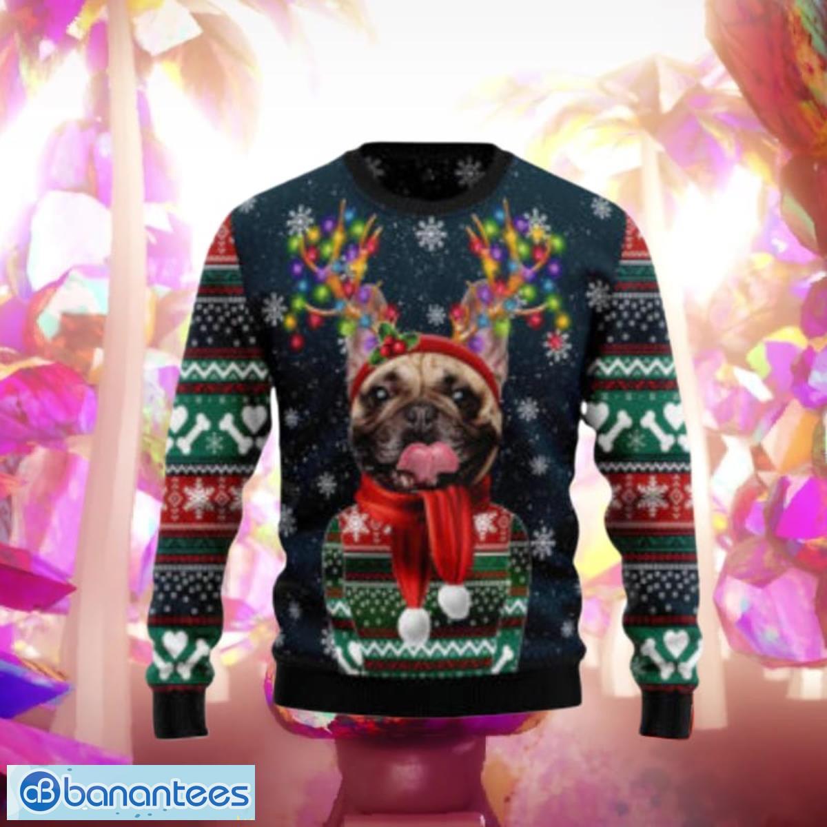 Cool French Bulldog Christmas Light Ugly Ugly Christmas Sweaters