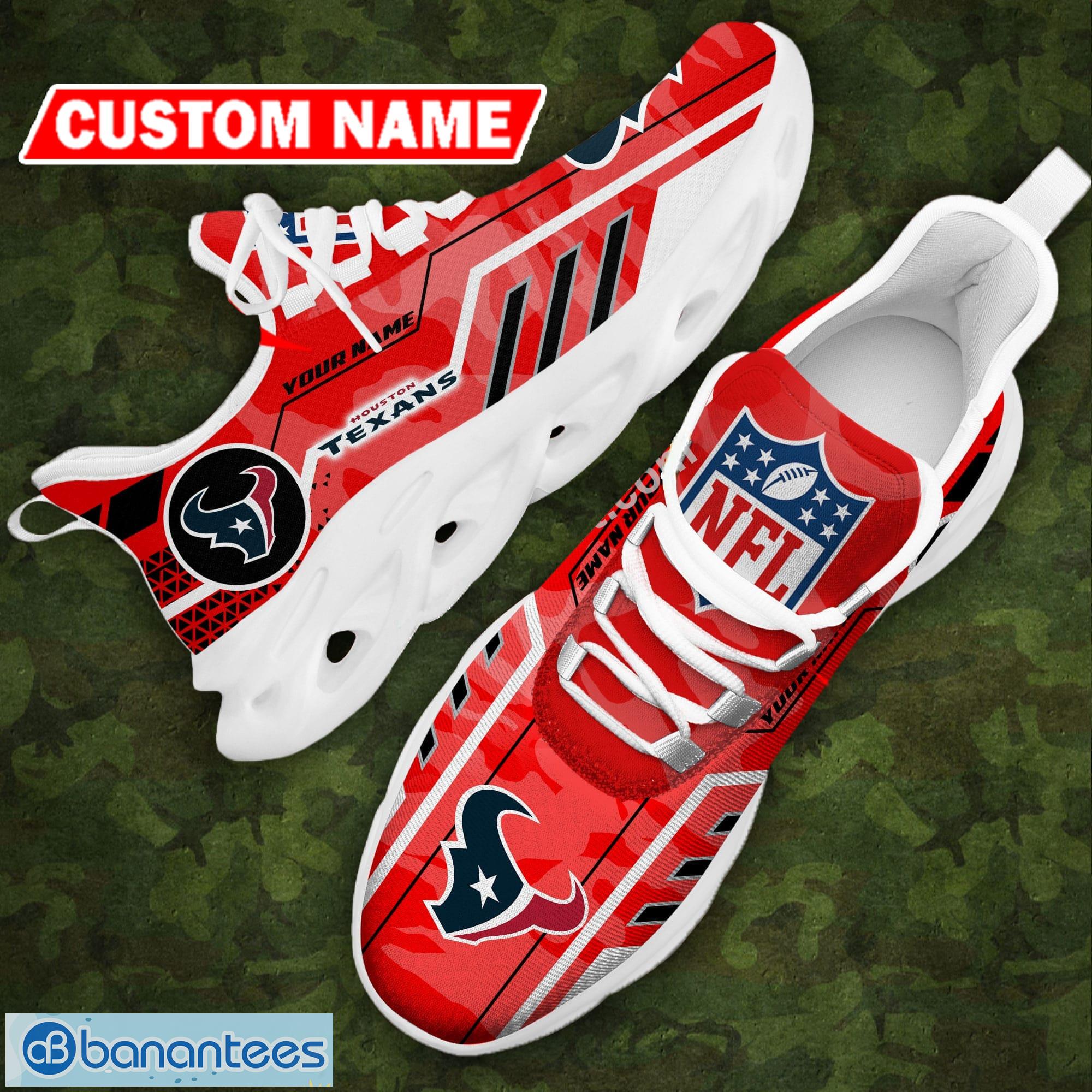 Custom Name NFL Houston Texans Logo Chunky Shoes Red Camo Max Soul Sneakers - Custom Name NFL Houston Texans Logo Chunky Shoes Camo Max Soul Sneakers Photo 15