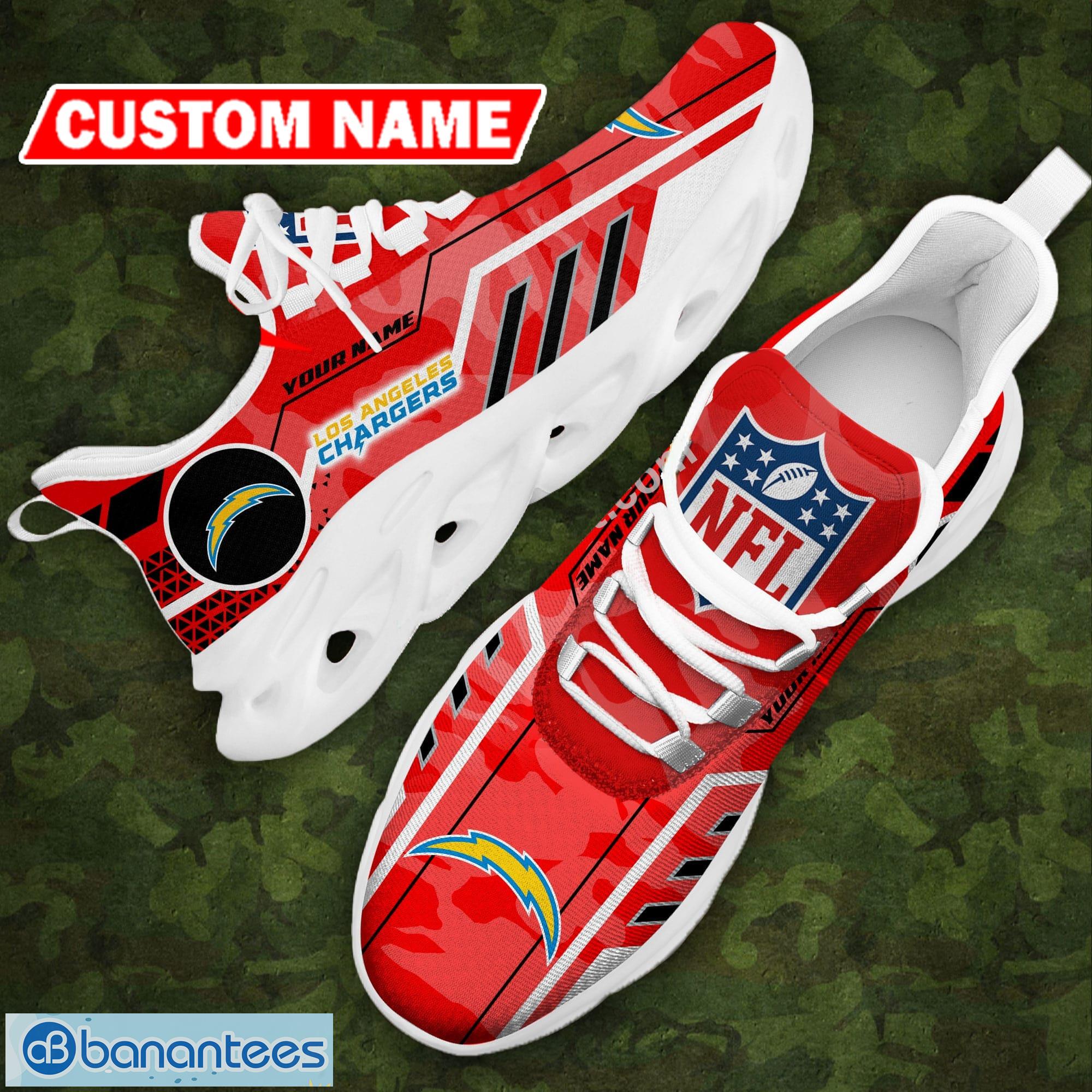 Custom Name NFL Los Angeles Chargers Logo Sport Shoes Red Camo Max Soul Sneakers - Custom Name NFL Los Angeles Chargers Logo Chunky Shoes Camo Max Soul Sneakers Photo 15