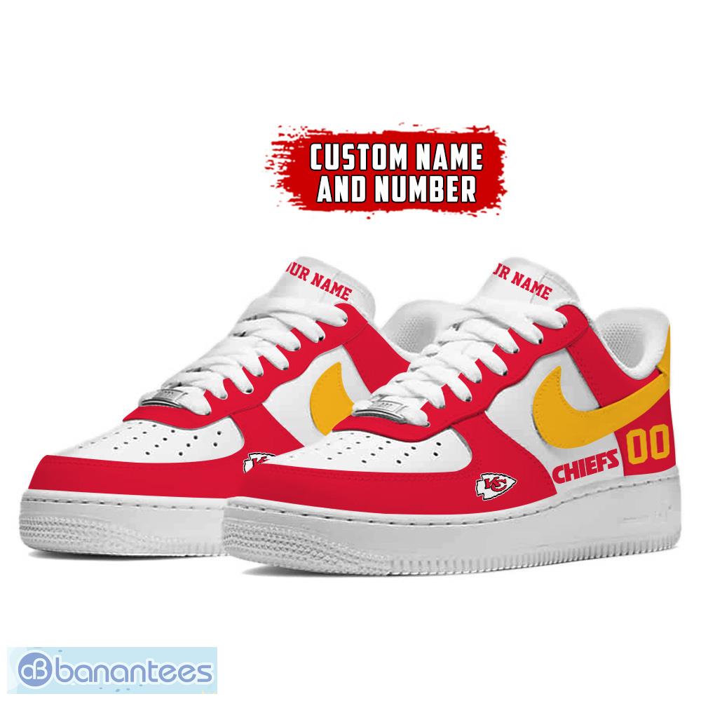 custom number and name kansas city chiefs nfl air force 1 sneakers new for fans gift shoes 1 image Custom Number And Name Kansas City Chiefs NFL Air Force 1 Sneakers New For Fans Gift Shoes - Kansas City Chiefs NFL Air Force Sneakers Personalized Photo 2