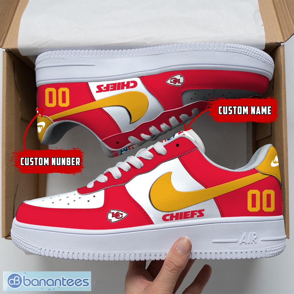 custom number and name kansas city chiefs nfl air force 1 sneakers new for fans gift shoes image Custom Number And Name Kansas City Chiefs NFL Air Force 1 Sneakers New For Fans Gift Shoes - Kansas City Chiefs NFL Air Force Sneakers Personalized Photo 1