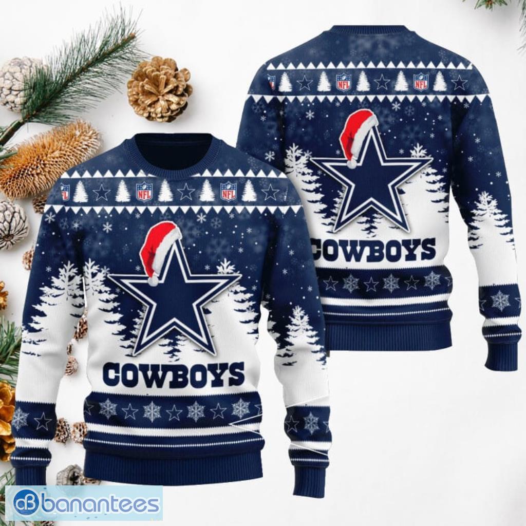 dallas cowboys christmas ugly sweater 3d for men and women image Dallas Cowboys Christmas Ugly Sweater 3D For Men And Women Product Photo 1