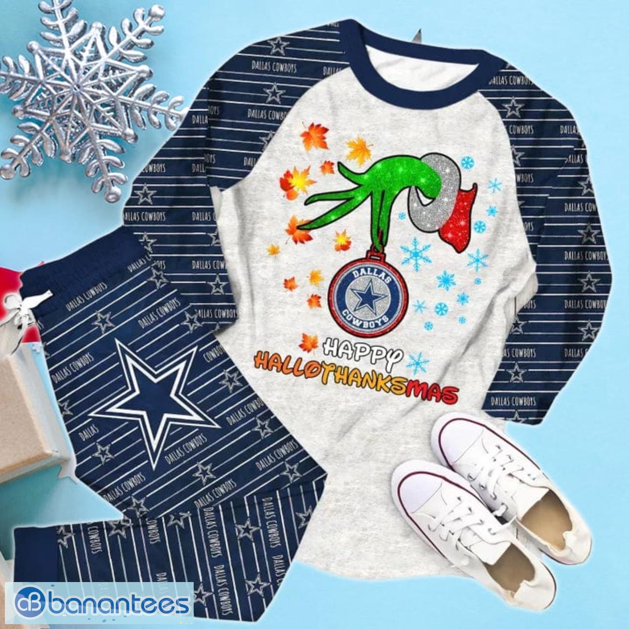 Dallas Cowboys Tis The Season Grinch Pajamas Set - Banantees