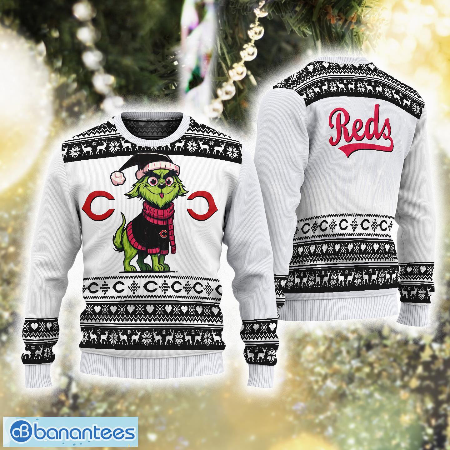 Dog Custome Grinch Cincinnati Reds Trend Ugly Christmas Sweater AOP For Fans - Dog Custome Grinch Cincinnati Reds Trend Ugly Christmas Sweater AOP For Fans