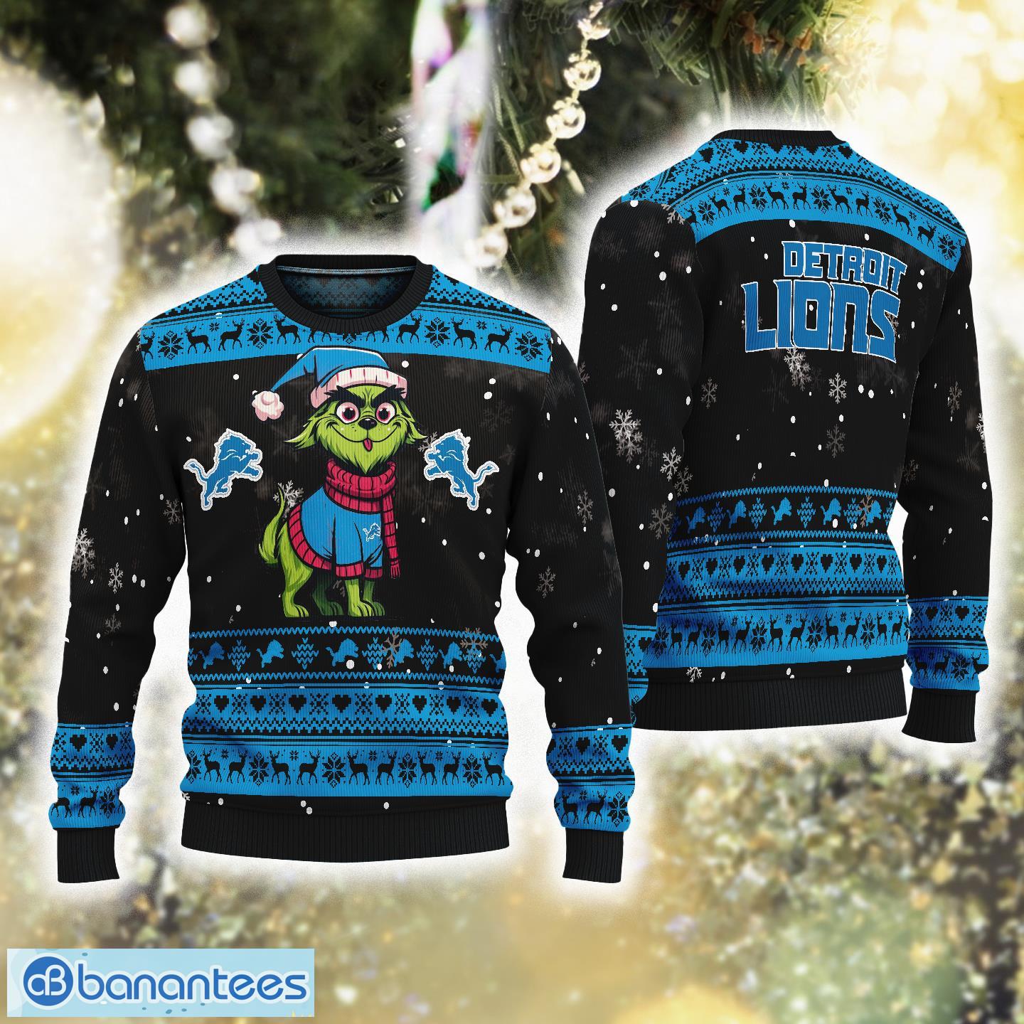 Dog Custome Grinch Detroit Lions Gift Ugly Xmas Sweater AOP For Men And Women - Dog Custome Grinch Detroit Lions Gift Ugly Xmas Sweater AOP For Men And Women