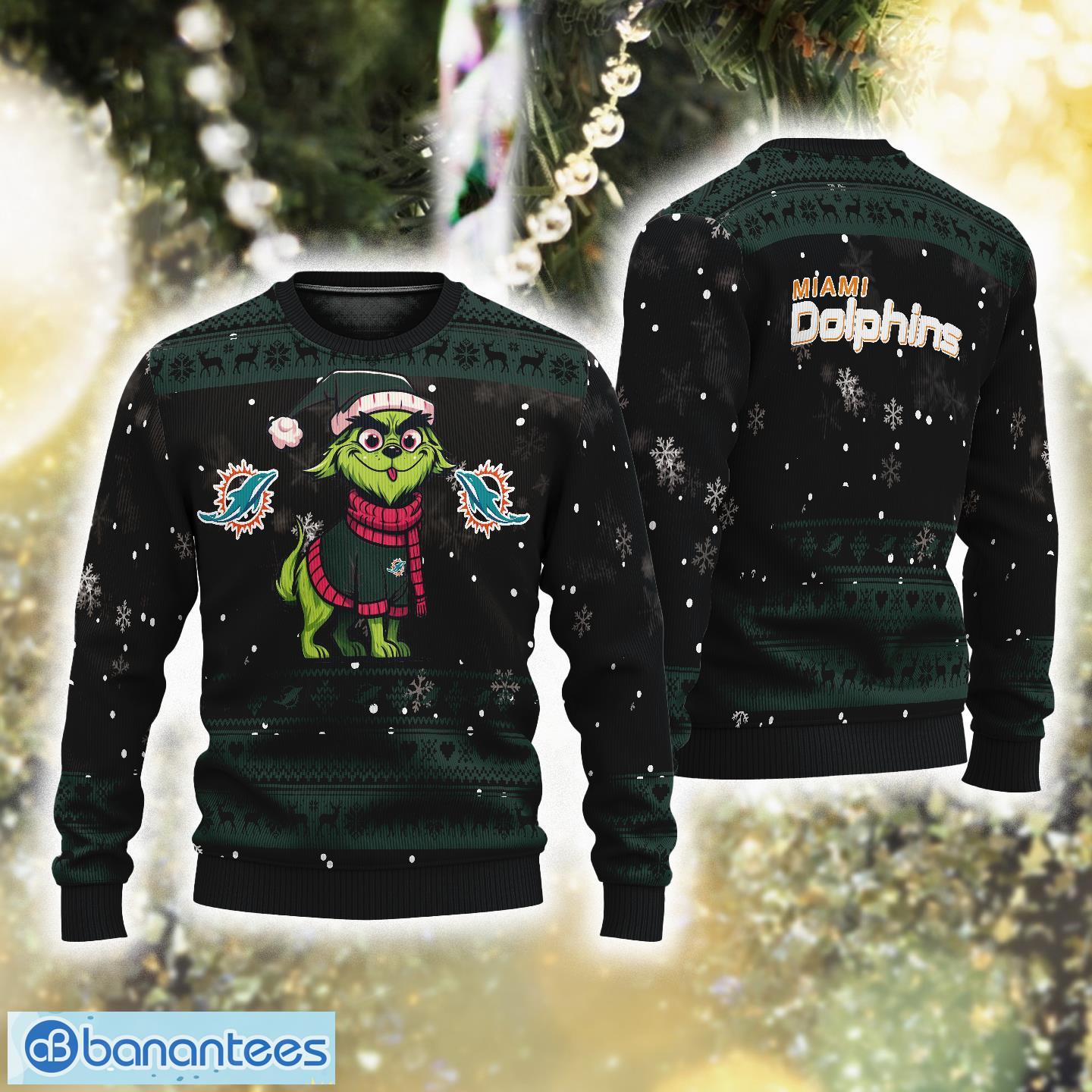 Dog Custome Grinch Miami Dolphins Craft Ugly Christmas 3D Sweater For Fans - Dog Custome Grinch Miami Dolphins Craft Ugly Christmas 3D Sweater For Fans