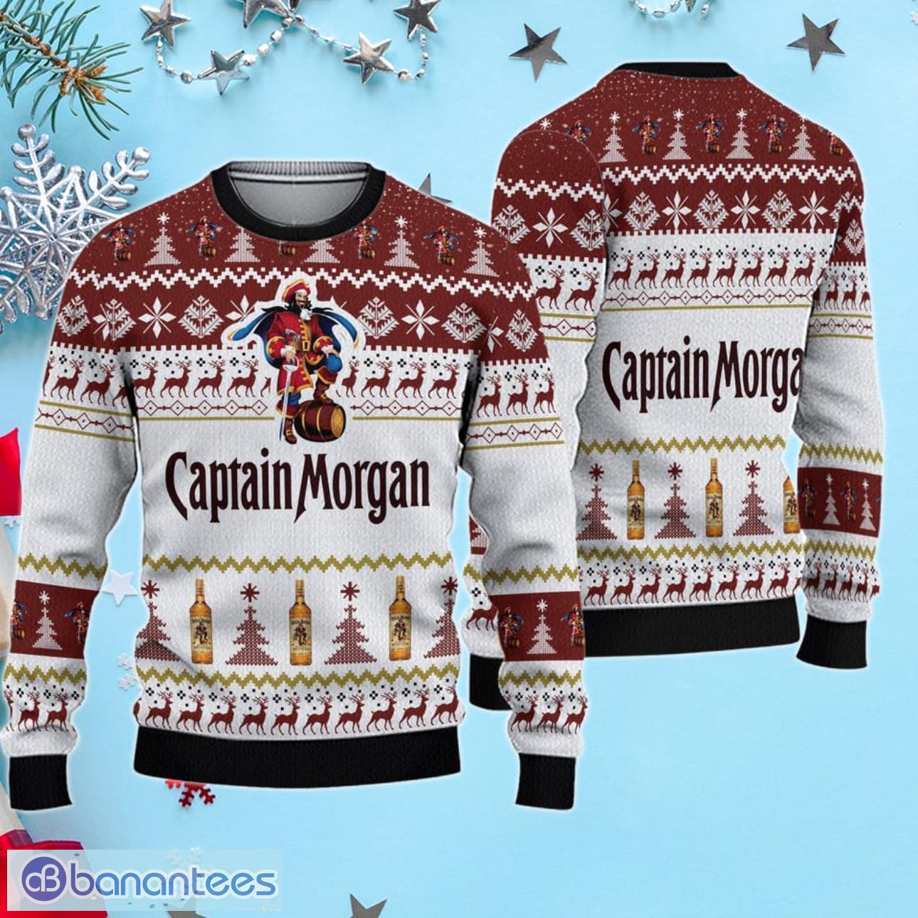 funny captain morgan ugly christmas sweater image Funny Captain Morgan Ugly Christmas Sweater Product Photo 1