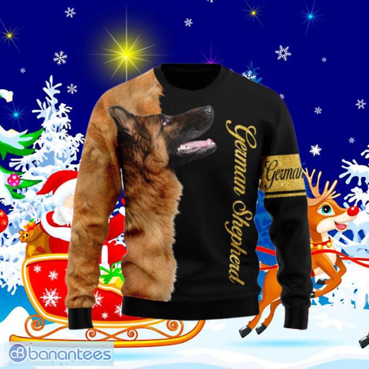 German Shepherd Half Cool Ugly Christmas Sweaters Unique Gift For