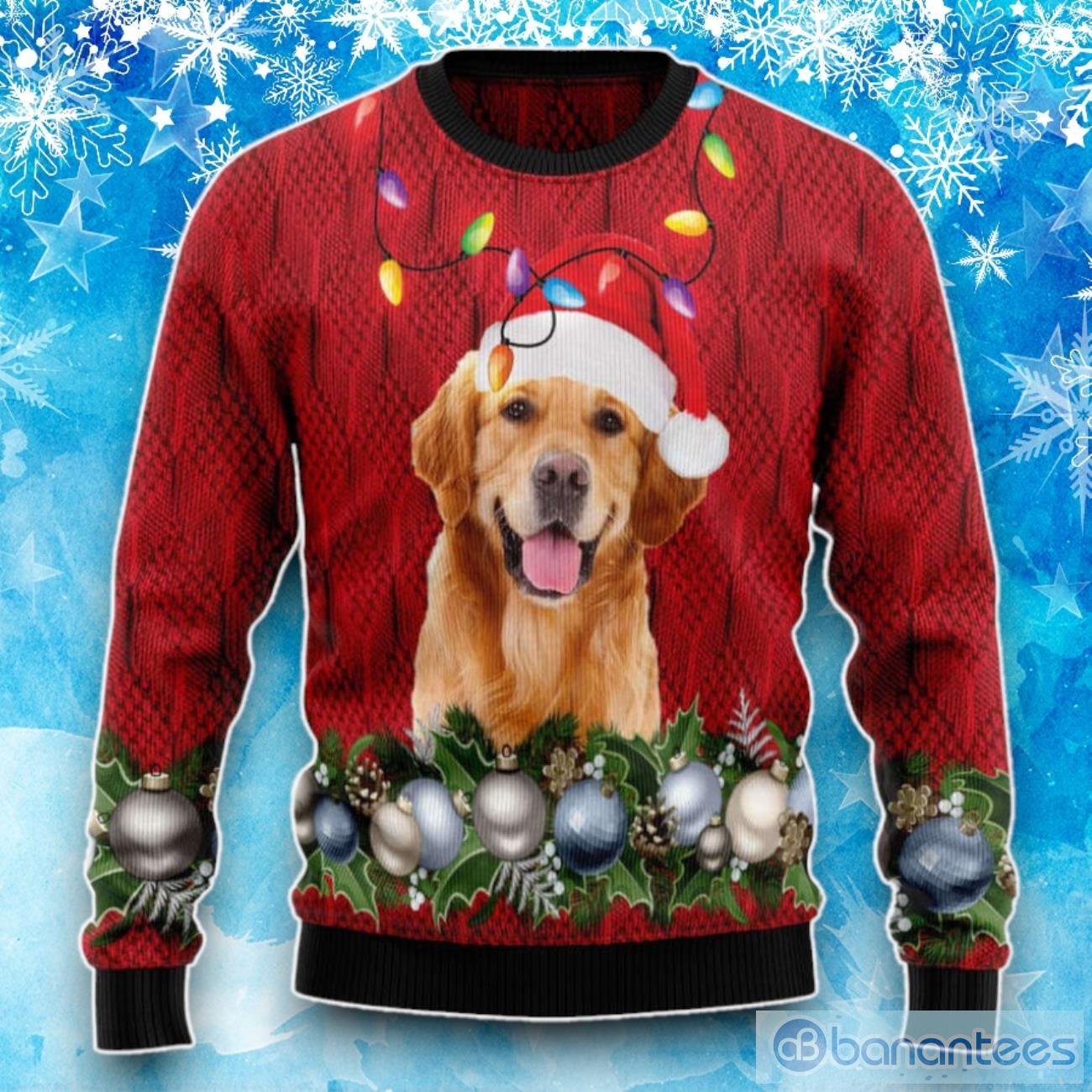 Golden Retriever Christmas Beauty Ugly Christmas Sweater, Gift For Christmas Product Photo 1