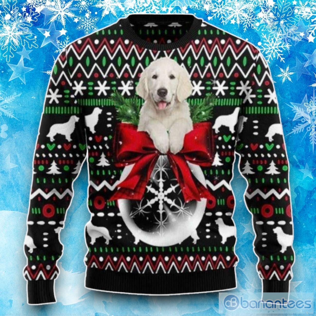 Golden Retriever Dog Xmas Ball Ugly Christmas Sweater, Christmas Gift For Dog Lover Product Photo 1