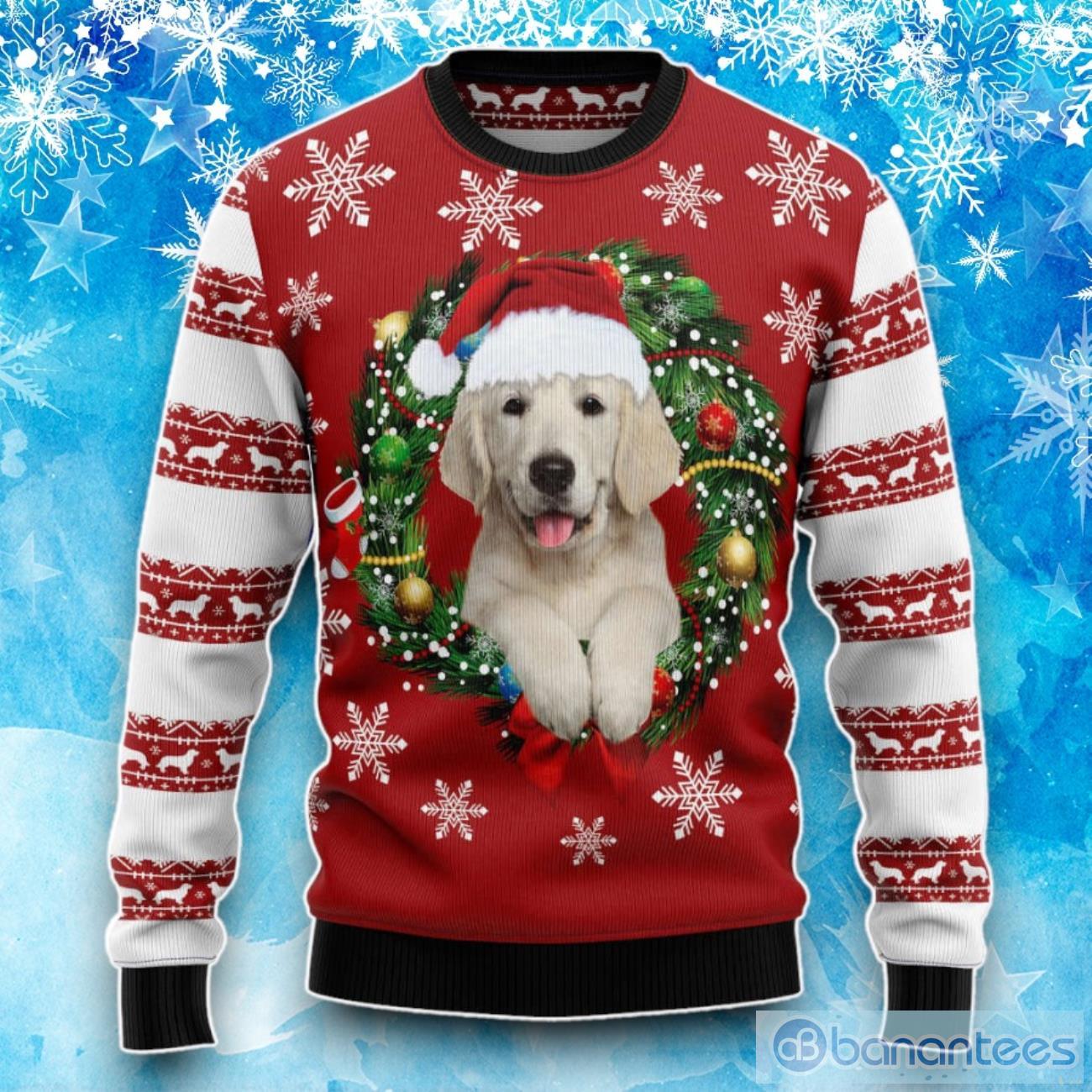 Golden Retriever Wearing Santa's Hat Ugly Christmas Sweater, Gift For Christmas Product Photo 1