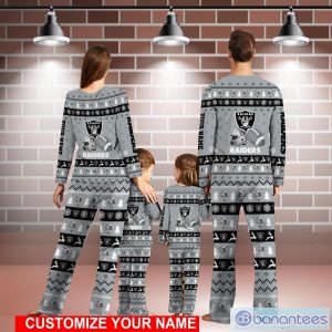 Las Vegas Raiders Pajamas Custom Name Christmas Sport Team Pajama Set Christmas Gift Family Product Photo 2