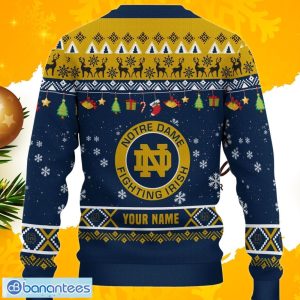 NCAA Notre Dame Fighting Irish HO HO HO Ugly Christmas Sweater Custom Name Product Photo 3