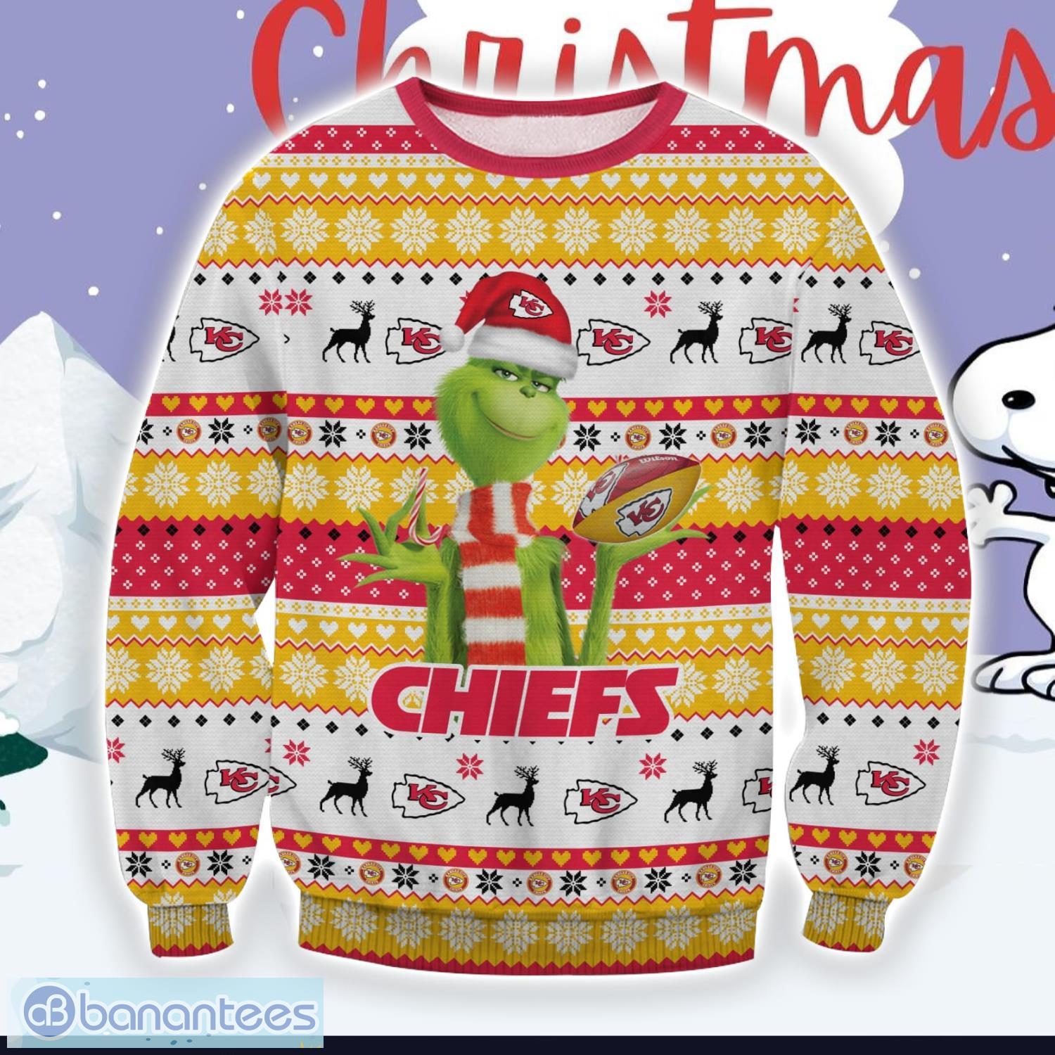 Kansas City Chiefs Logo Grinch All Over Printed 3D Ugly Sweater Christmas Gift Product Photo 1