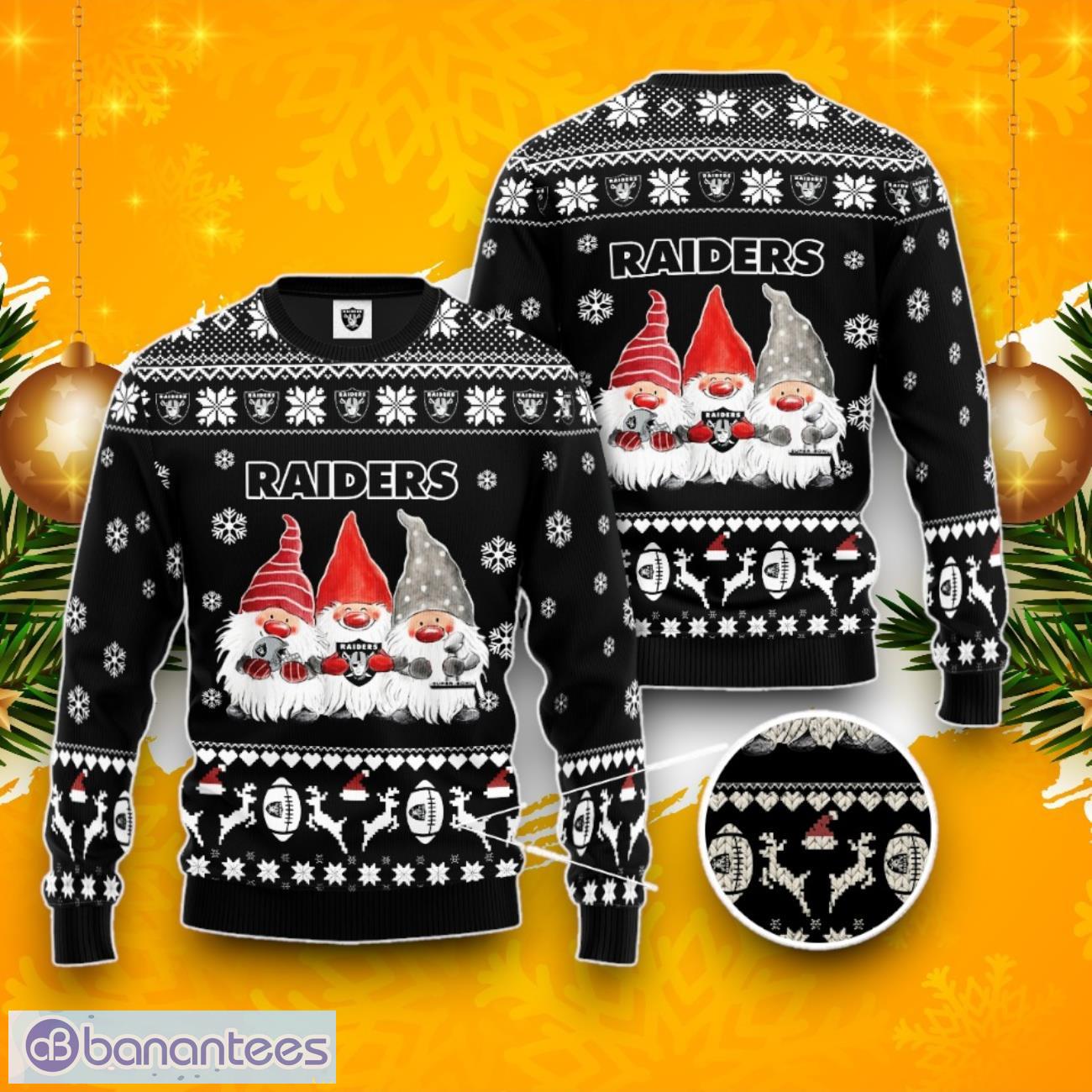 Las Vegas Raiders Gnome De Noel Ugly Christmas Sweater Product Photo 1