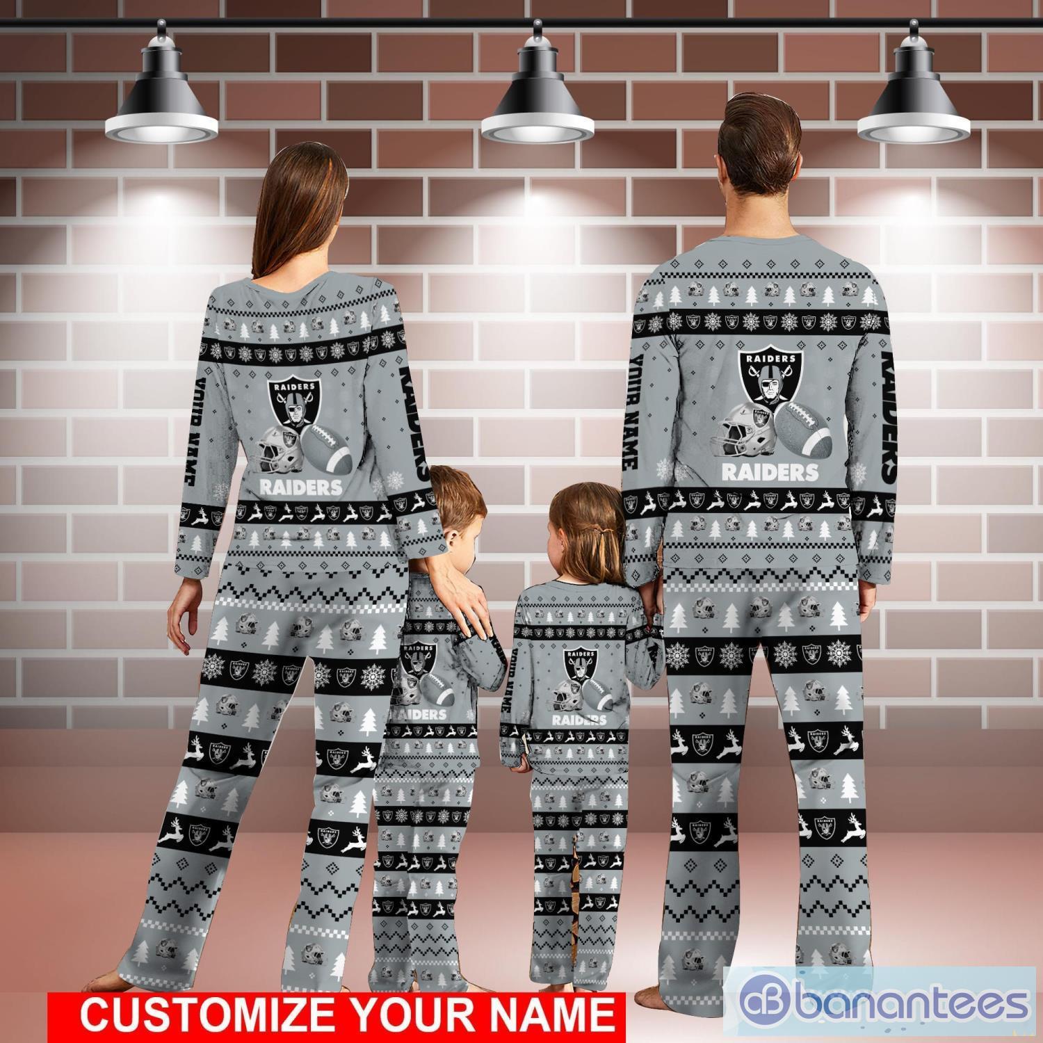 Las Vegas Raiders Custom Name Christmas Pajamas For Fans - Banantees