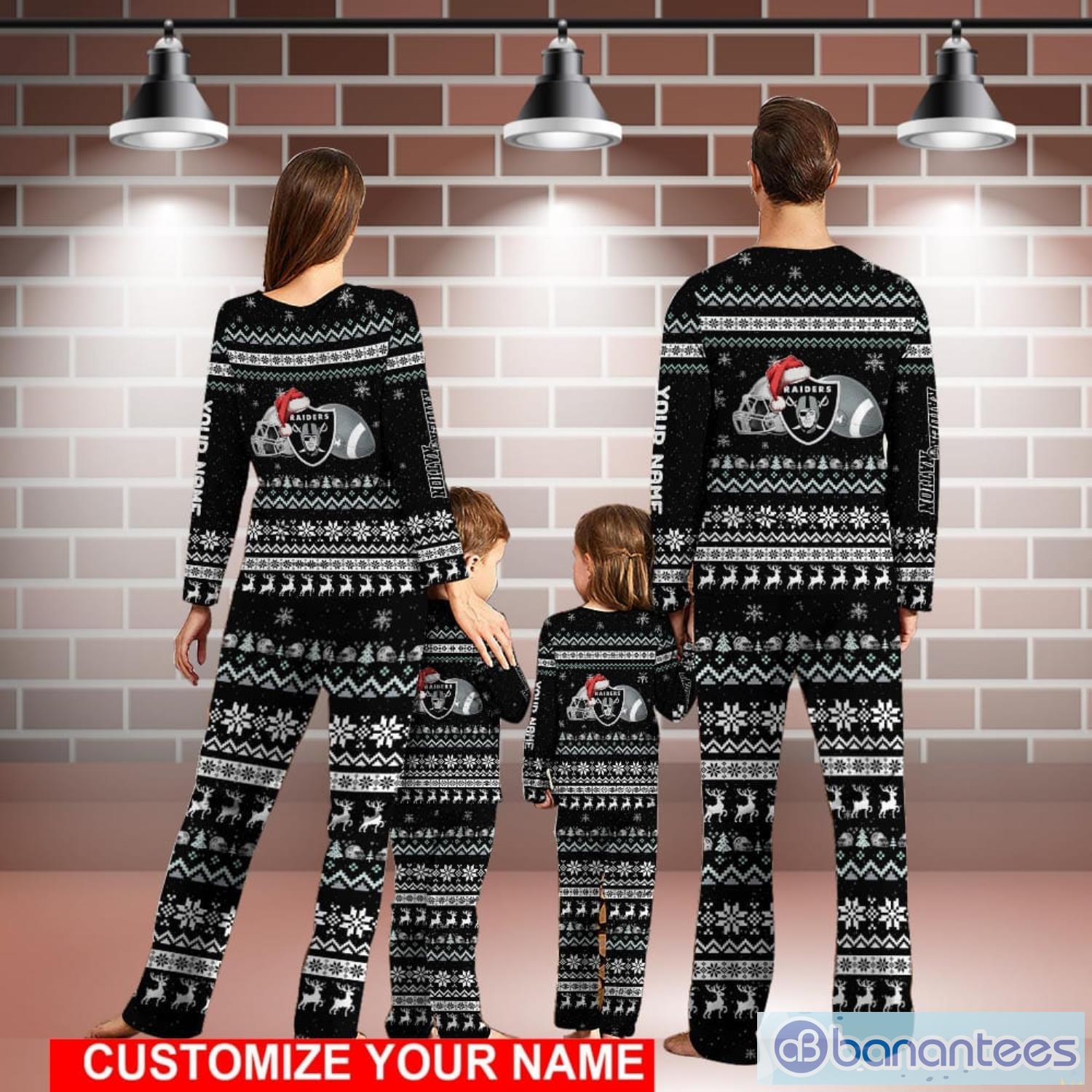 Las Vegas Raiders Pajamas Set Custom Name Grinch Christmas Pajama Set  Family Christmas Gift - Banantees