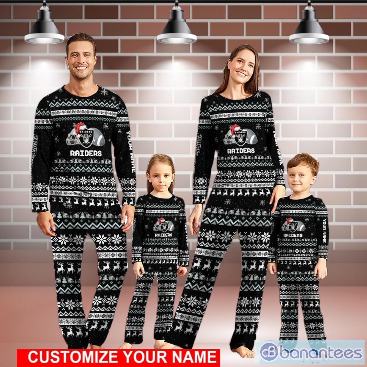 Las Vegas Raiders Pajamas Set Family Custom Name Christmas Gift Football  Team Pajamas Set - Banantees