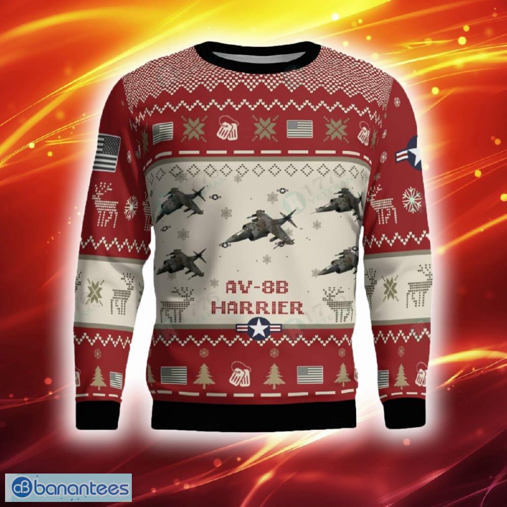 McDonnell Douglas AV 8B Harrier II AV8B Aircraft Ugly Sweater Red Hot Trending 2023 Gift For Veteran Christmas - McDonnell Douglas AV 8B Harrier II AV8B Aircraft Ugly Sweater Red Photo 2