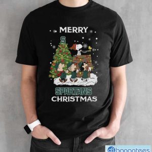 Michigan State Spartans Snoopy Family Christmas Shirt - Black Unisex T-Shirt