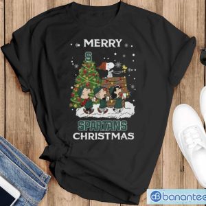 Michigan State Spartans Snoopy Family Christmas Shirt - Black T-Shirt