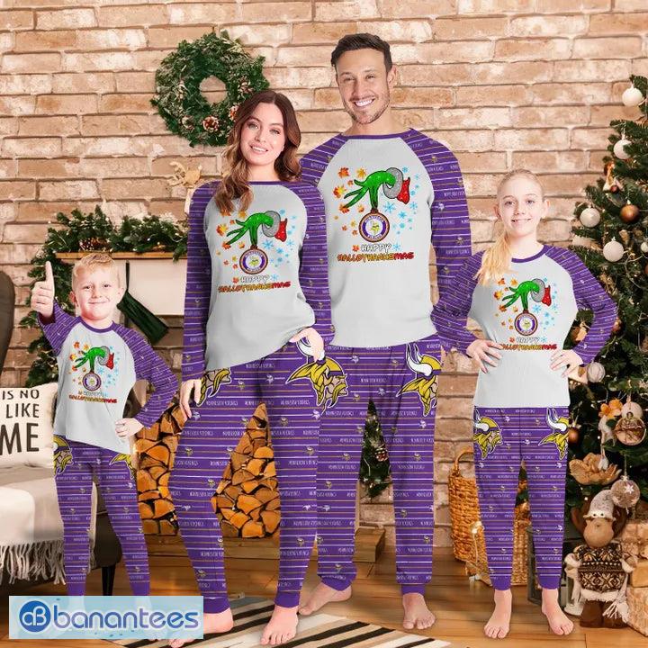 Minnesota Vikings Happy HalloThankmas Christmas Pyjamas Set Long