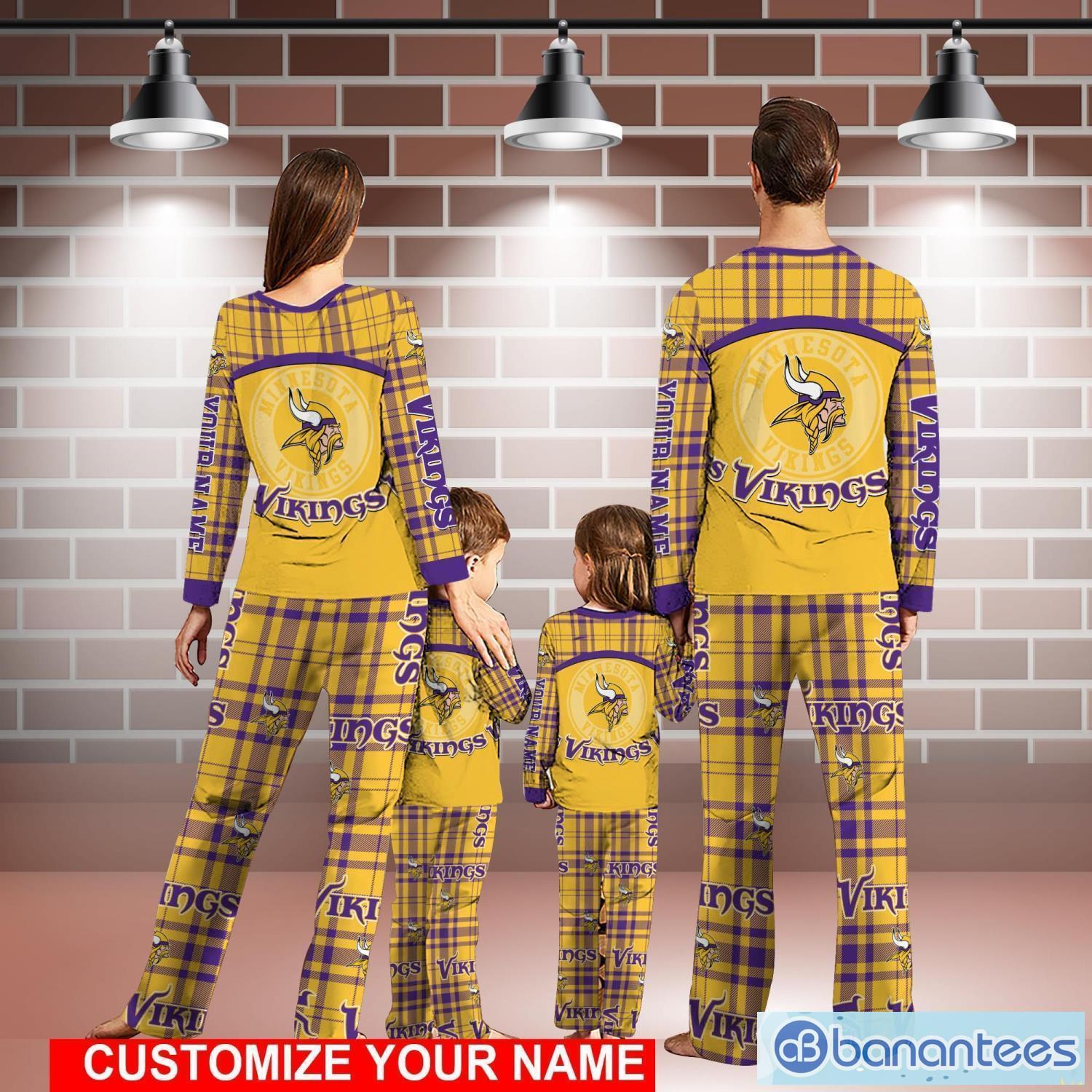 Minnesota Vikings Pajamas Set Family Custom Name Christmas Gift