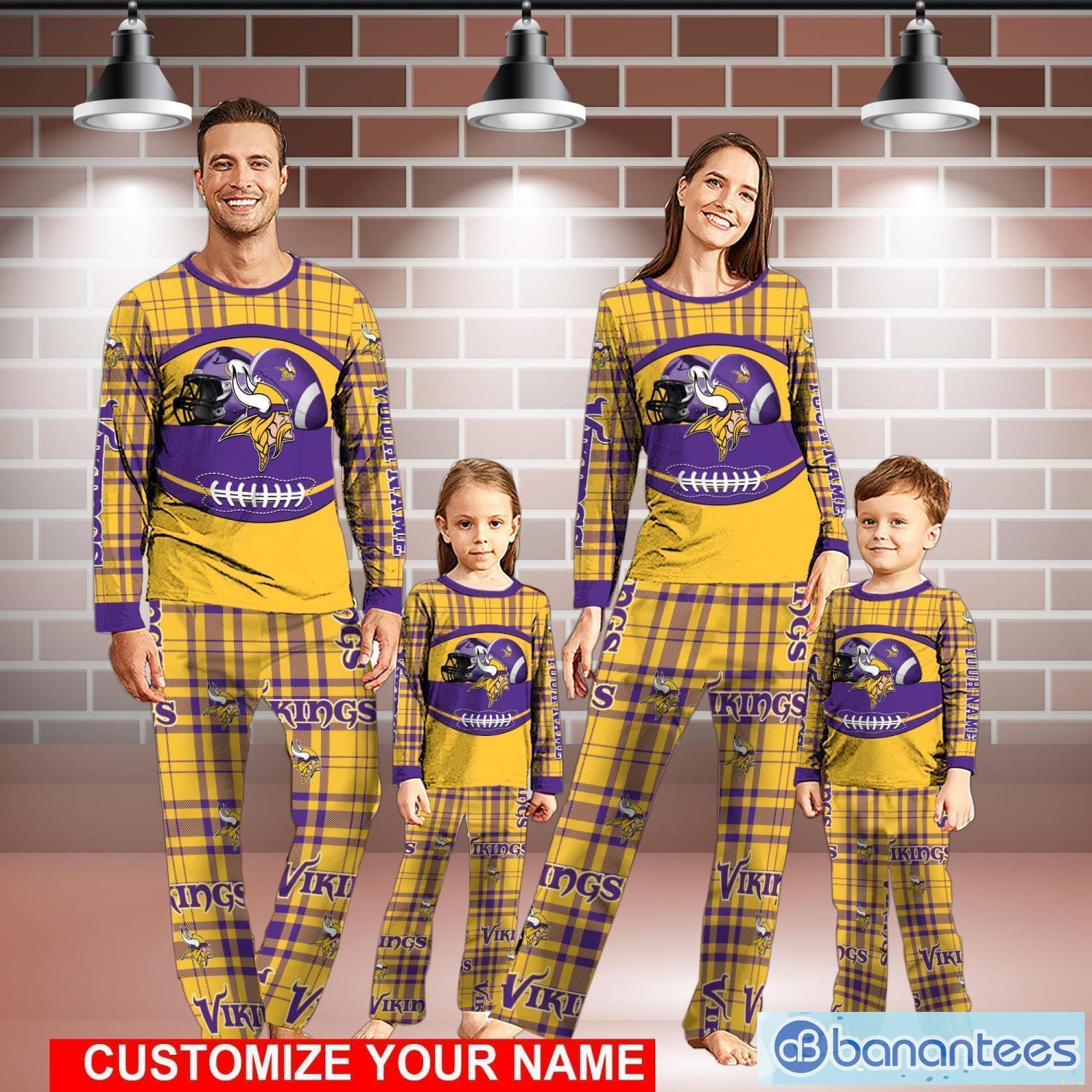 Minnesota Vikings Pajamas Set Family Custom Name Christmas Gift