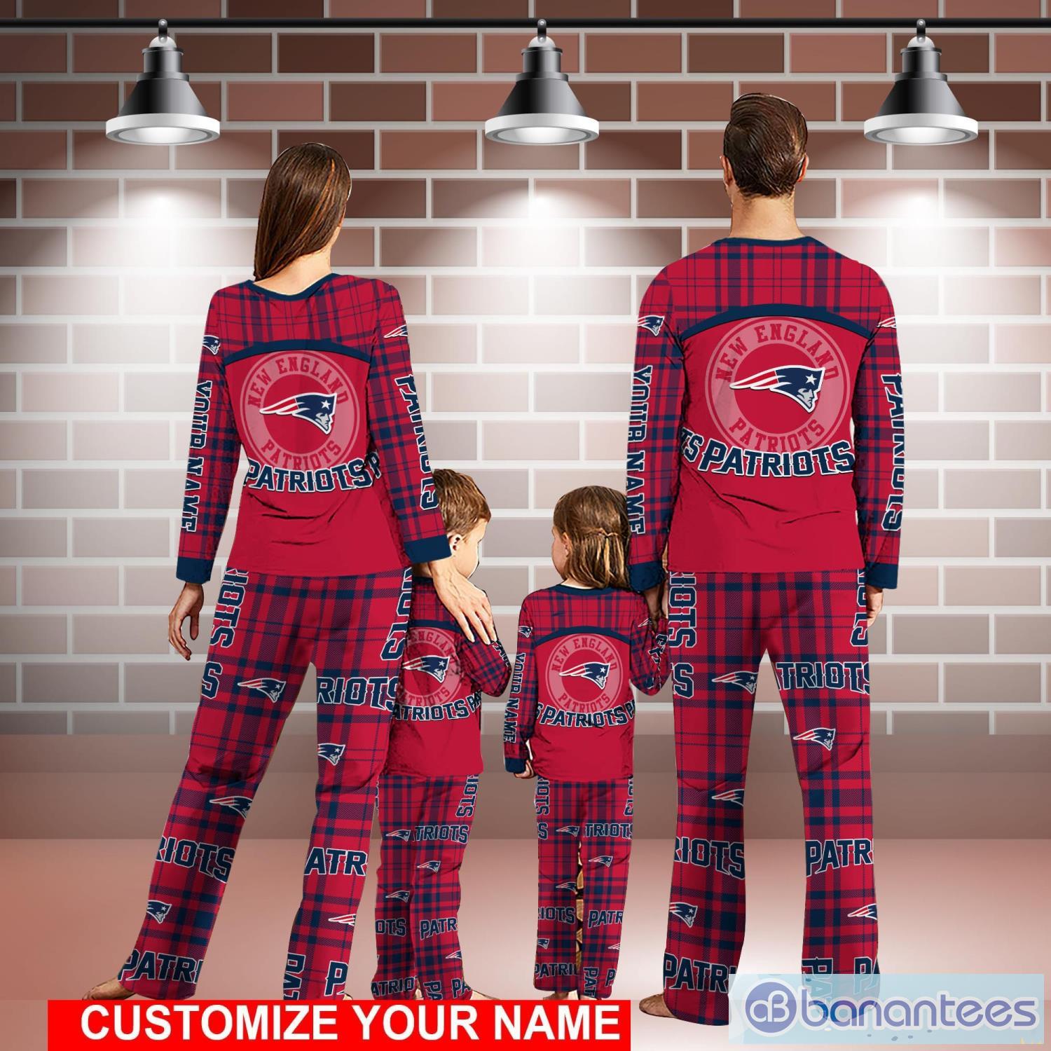 New England Patriots Pajamas Set Family Custom Name Christmas Gift