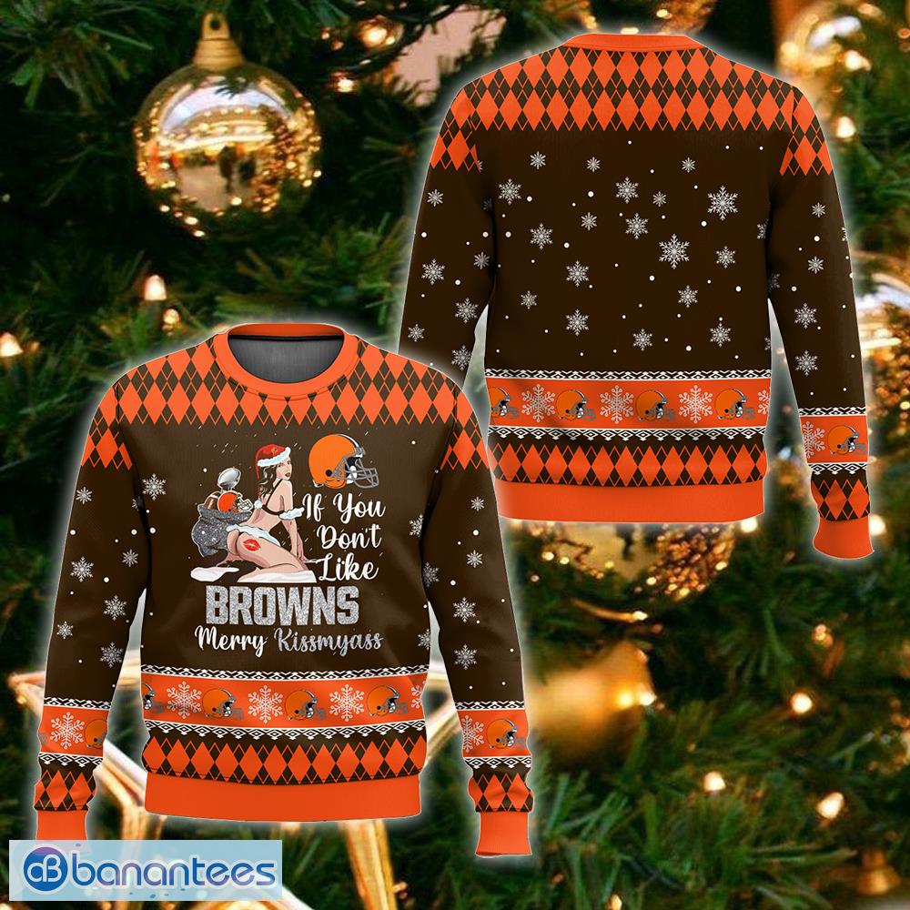 NFL Cleveland Browns Kissmyass Ugly Sweater For Fans Christmas Vintage Gift - NFL Cleveland Browns Kissmyass Ugly Sweater_1