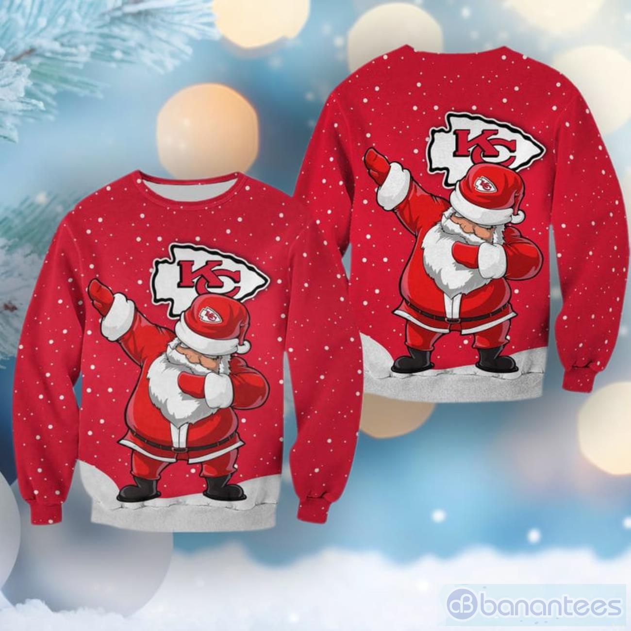 NFL Kansas City Chiefs Christmas Dab Santa All Over Print Ugly Sweater Product Photo 1