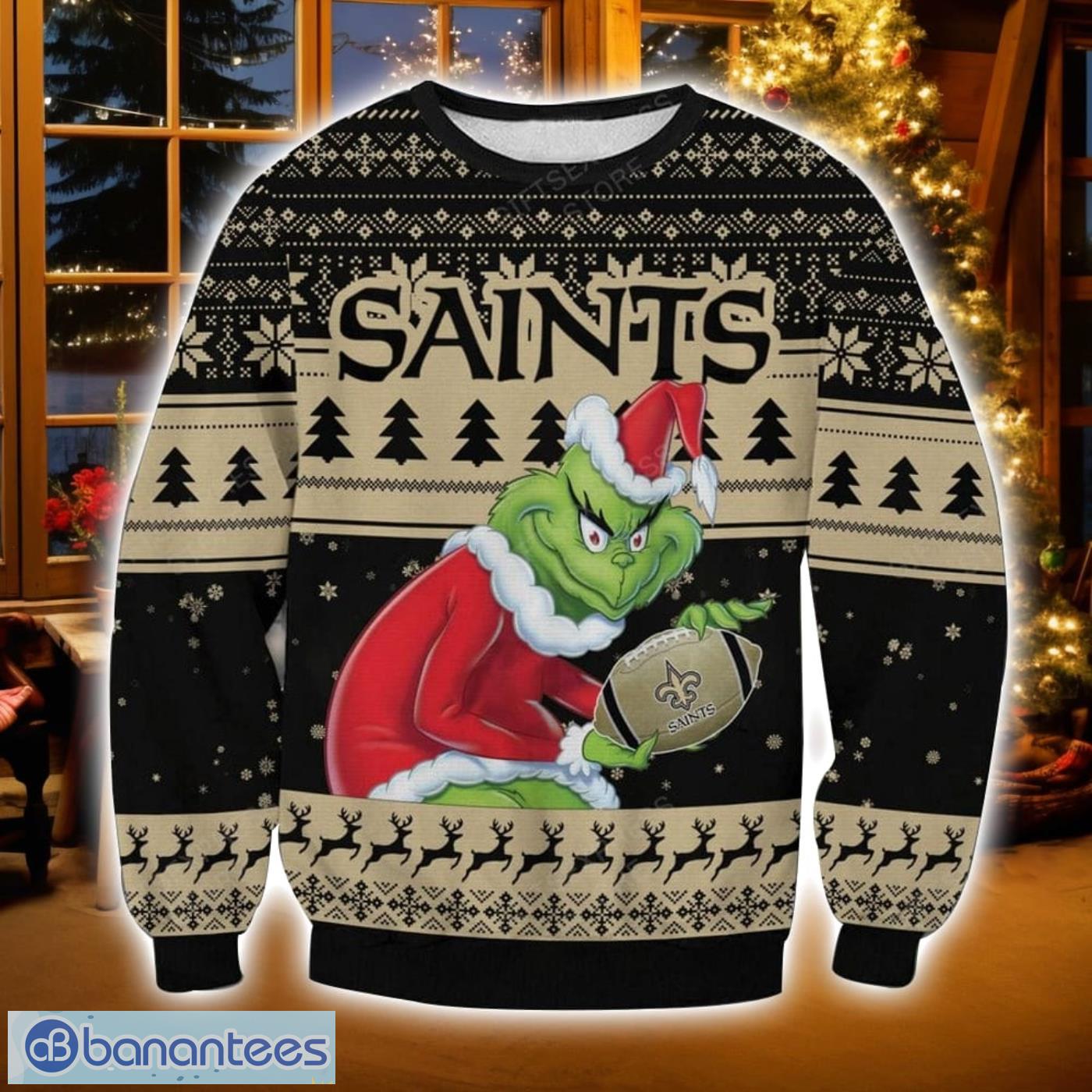 NFL New Orleans Saints Grinch Ugly Christmas Sweater Christmas Gift For Sport Fans Product Photo 1