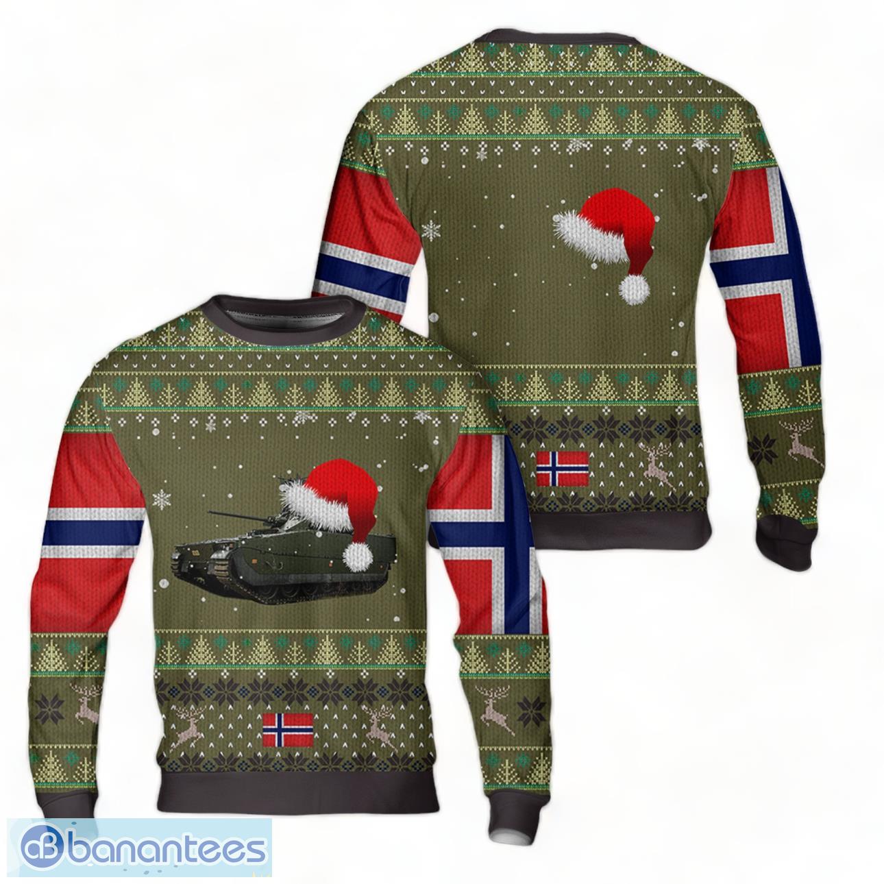 Norwegian Army CV90 Infantry Fighting Vehicle Christmas AOP Sweater Product Photo 1