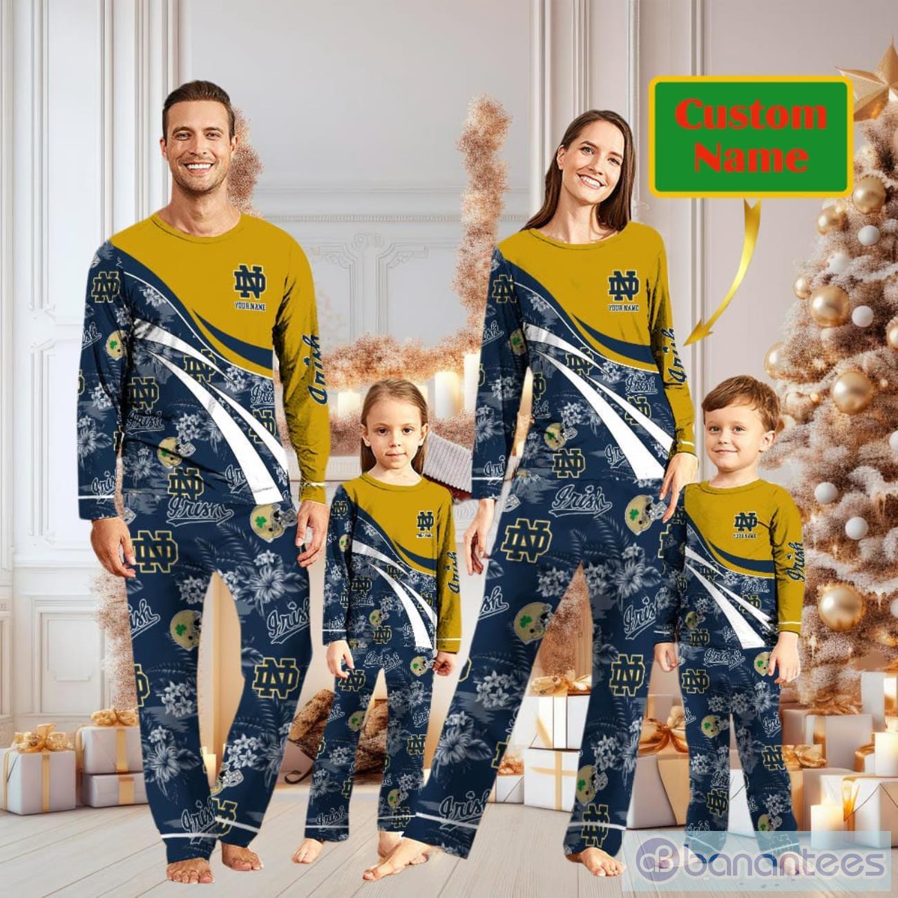 Notre Dame Fighting Irish Custom Name Christmas Pajamas For Fans