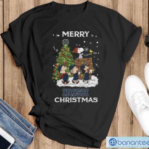 Notre Dame Fighting Irish Snoopy Family Christmas Shirt - Black T-Shirt