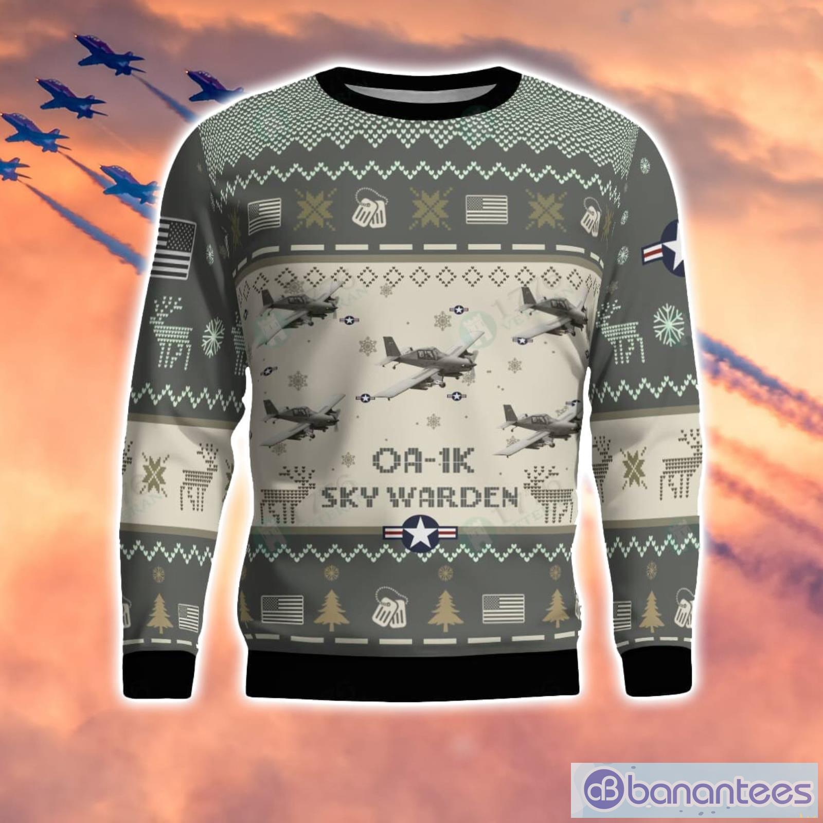 oa 1k sky warden oa1k aircraft ugly sweater christmas gift for men and women veteran sweater 1 image OA-1K Sky Warden OA1K Aircraft Ugly Sweater Christmas Gift For Men And Women Veteran Sweater Product Photo 2