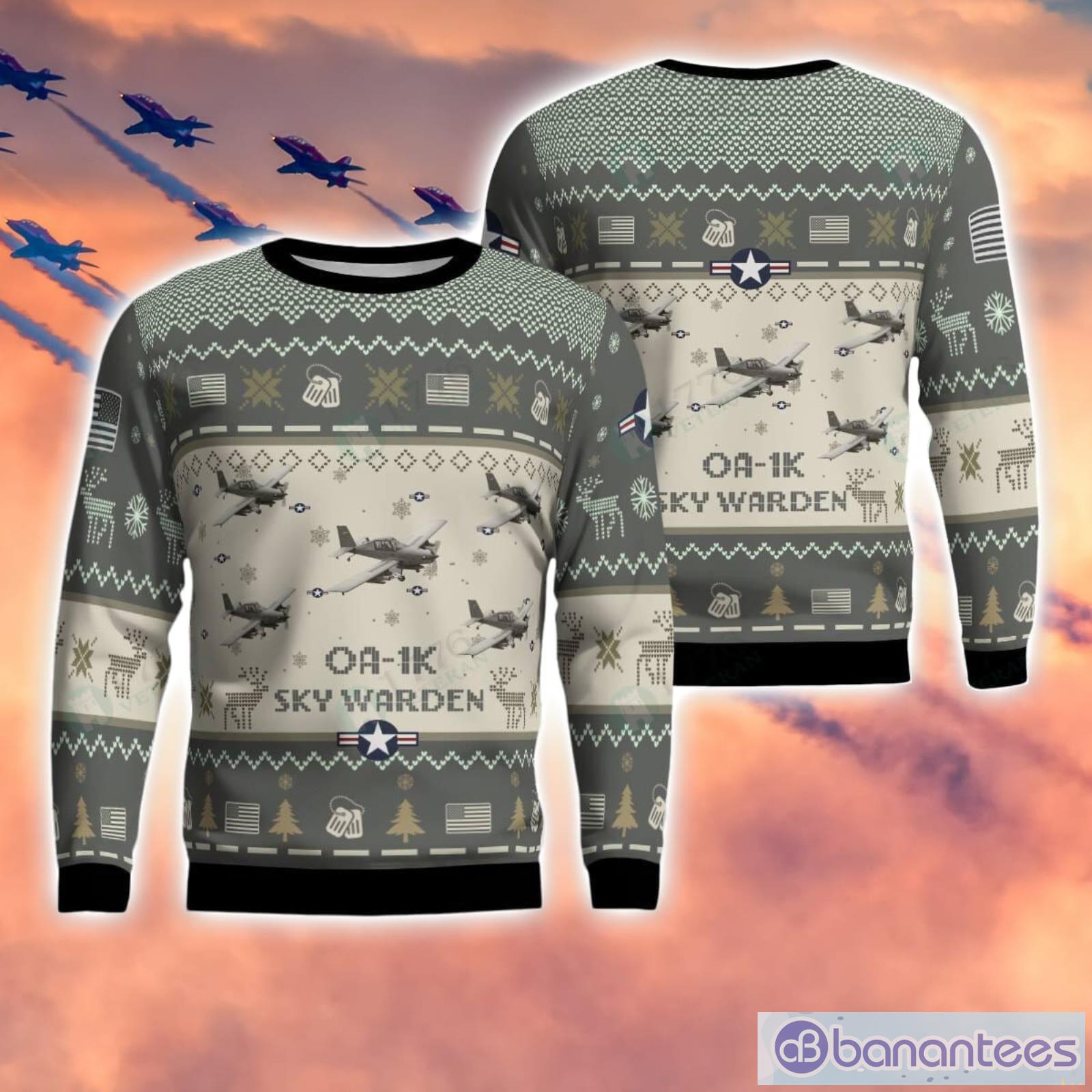 oa 1k sky warden oa1k aircraft ugly sweater christmas gift for men and women veteran sweater image OA-1K Sky Warden OA1K Aircraft Ugly Sweater Christmas Gift For Men And Women Veteran Sweater Product Photo 1