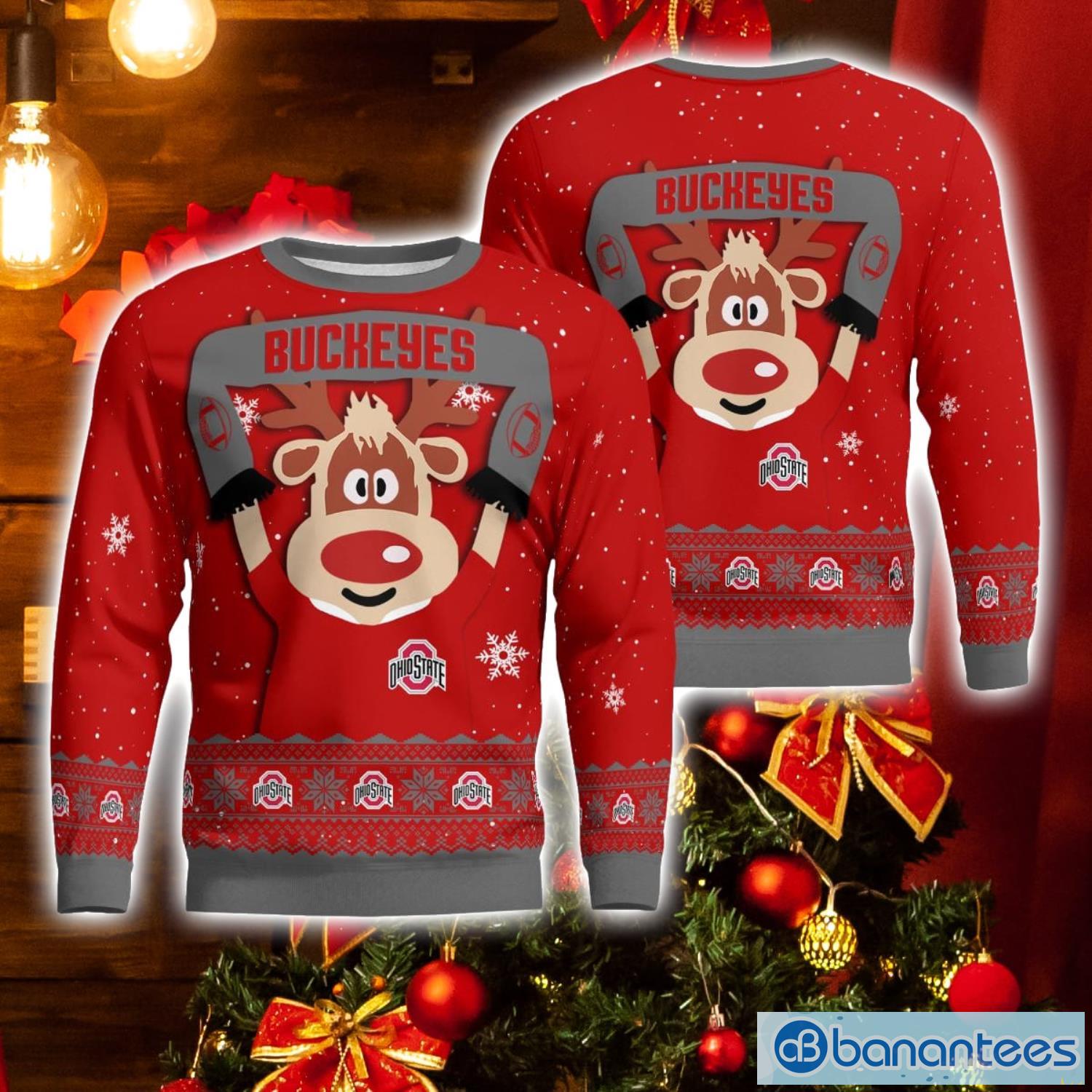 Ohio State Buckeyes Cute Reindeer Ugly Christmas Sweater Christmas