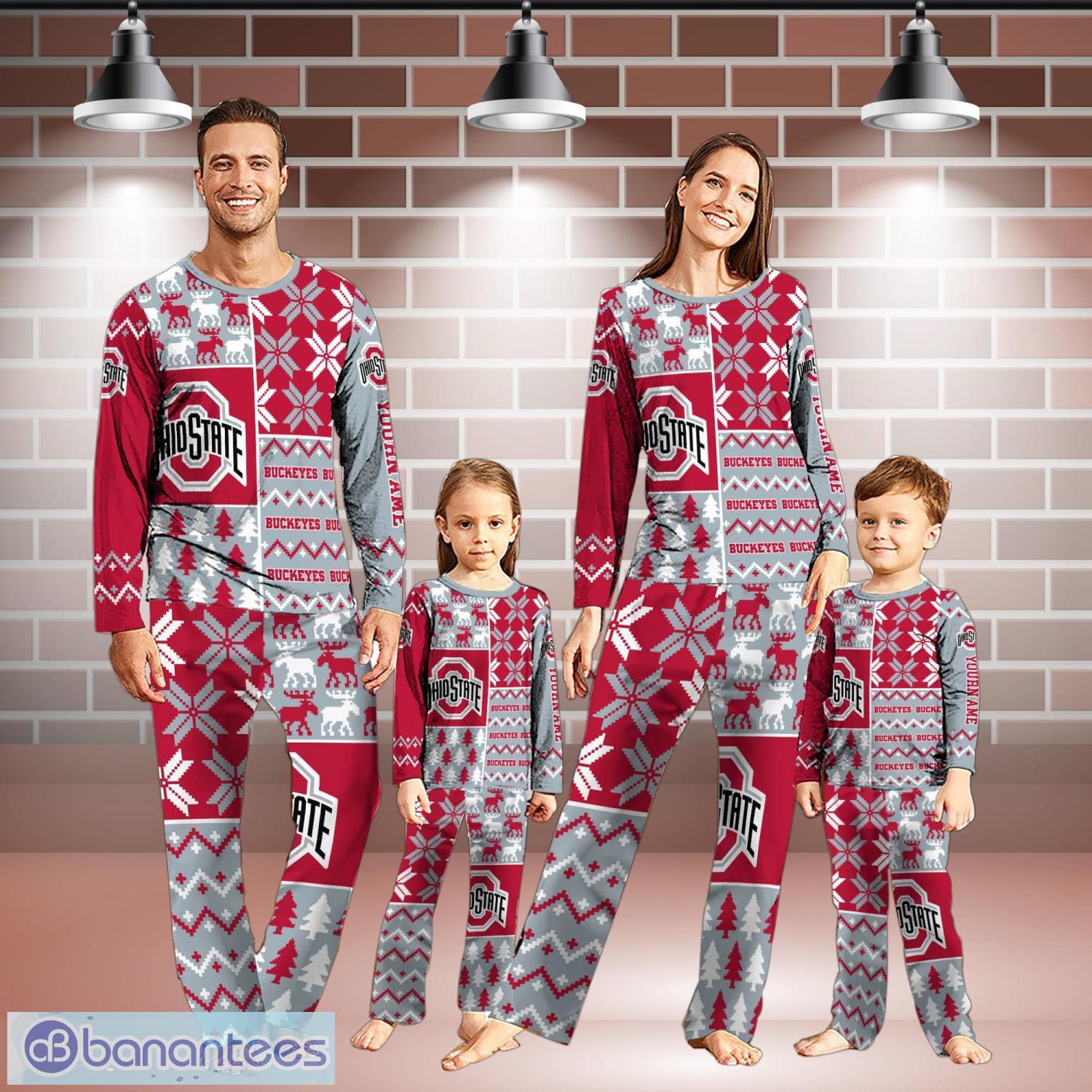 Ohio State Buckeyes Cute Christmas Pajamas Set Personalized Name