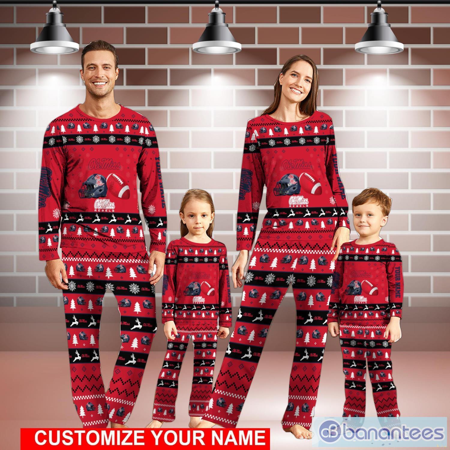 Ole Miss Rebels Pajamas Set Custom Name Christmas Gift For Family