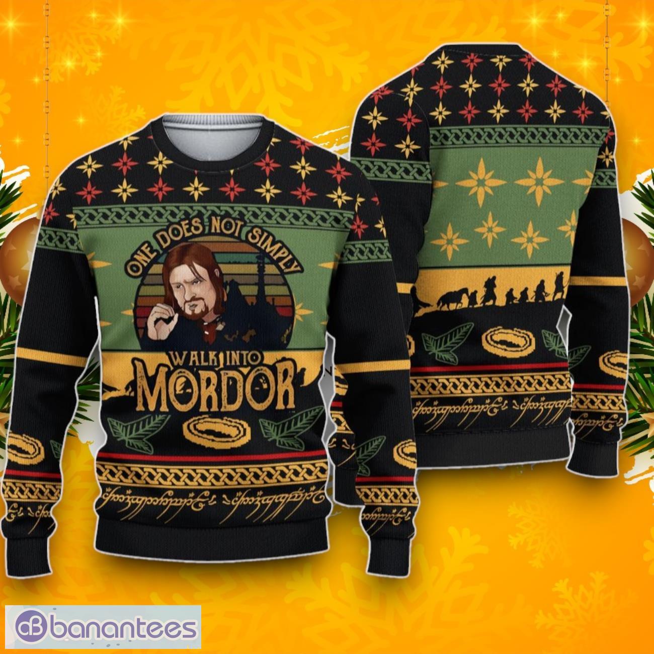 one does not simply walking into mordor purple knitted christmas 3d sweater image One Does Not Simply Walking Into Mordor Purple Knitted Christmas 3D Sweater Product Photo 1