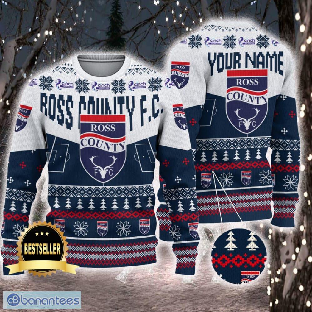 Cardiff City FC Big Logo Custom Name Name Ugly Christmas Sweater